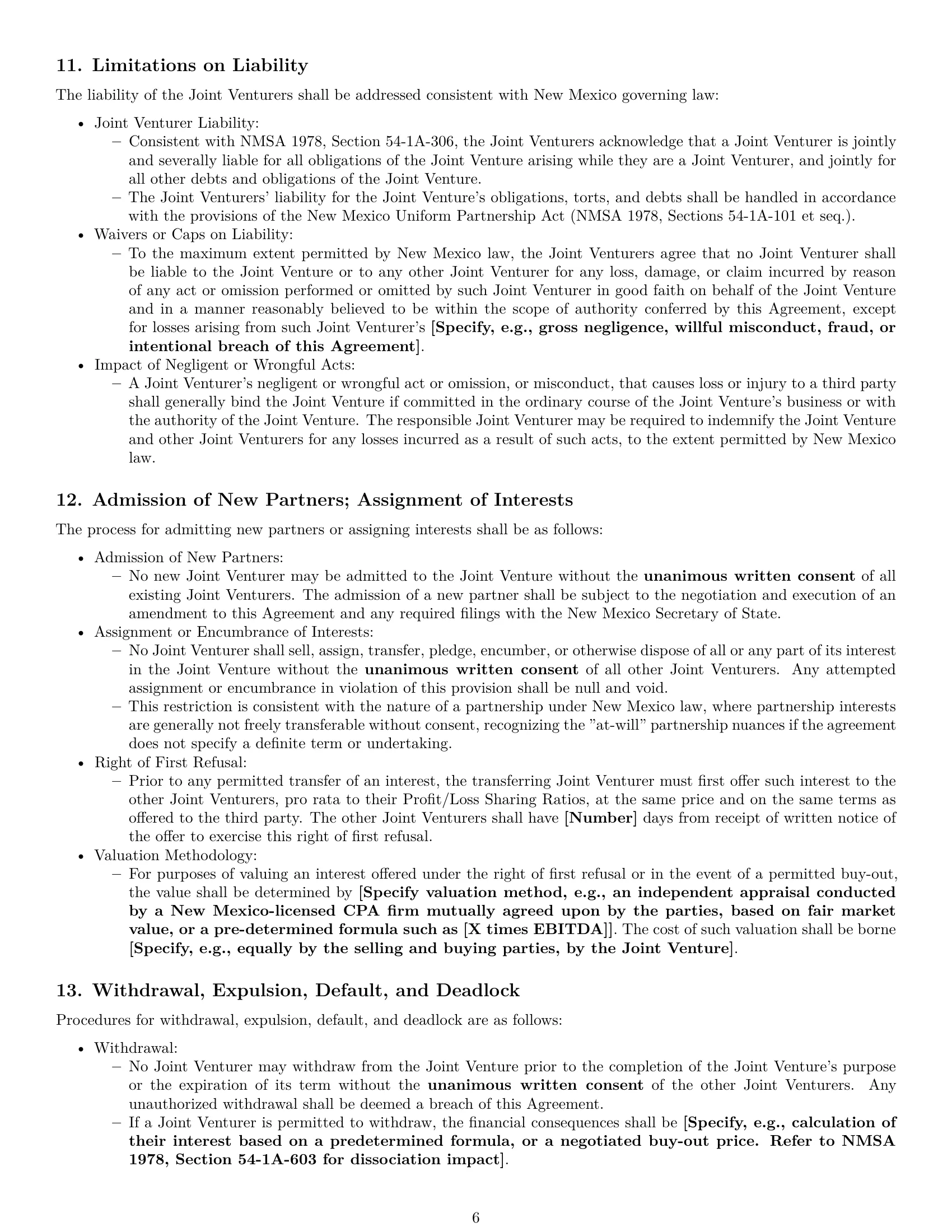 Preview page 6 of Pro New Mexico joint venture agreement template