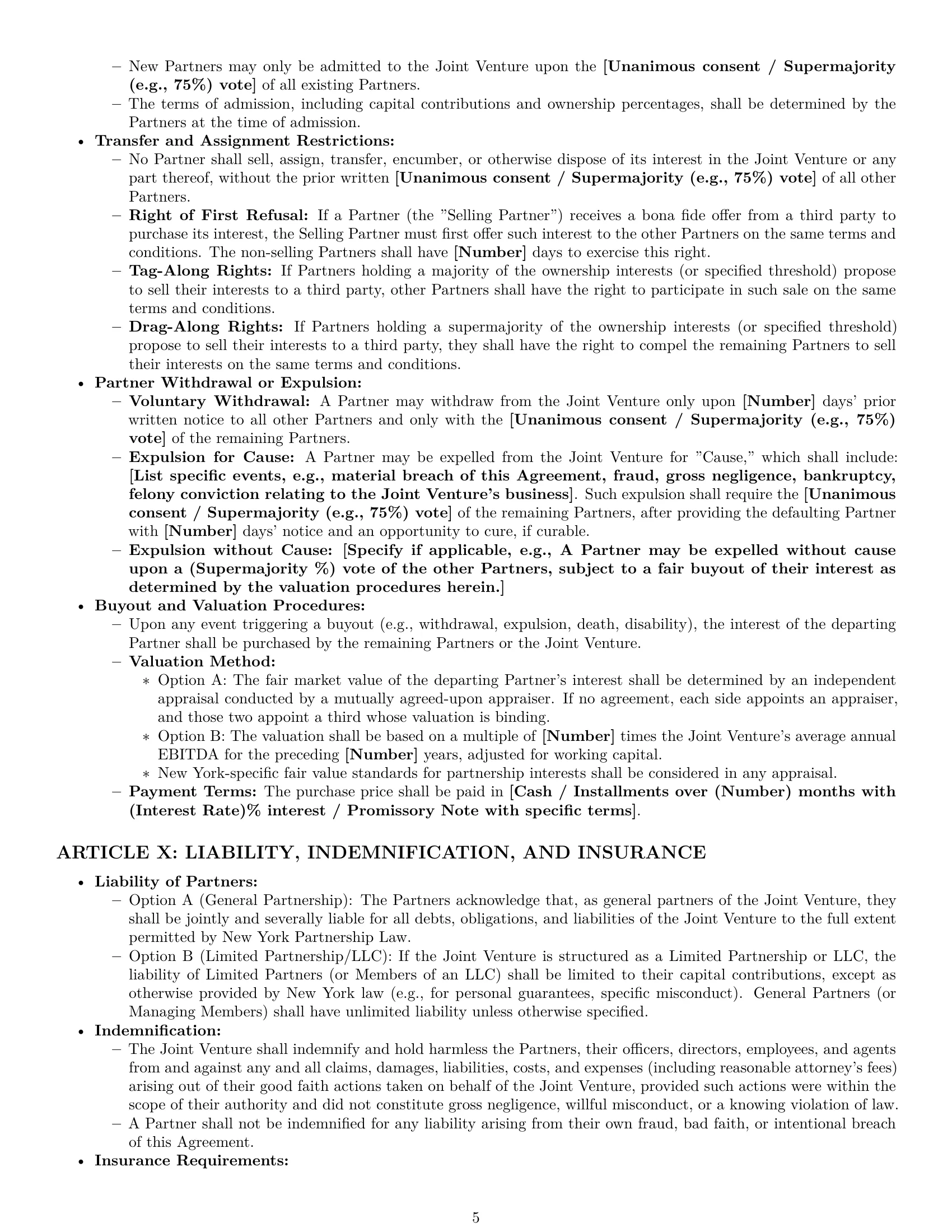 Preview page 5 of Pro New York joint venture agreement template