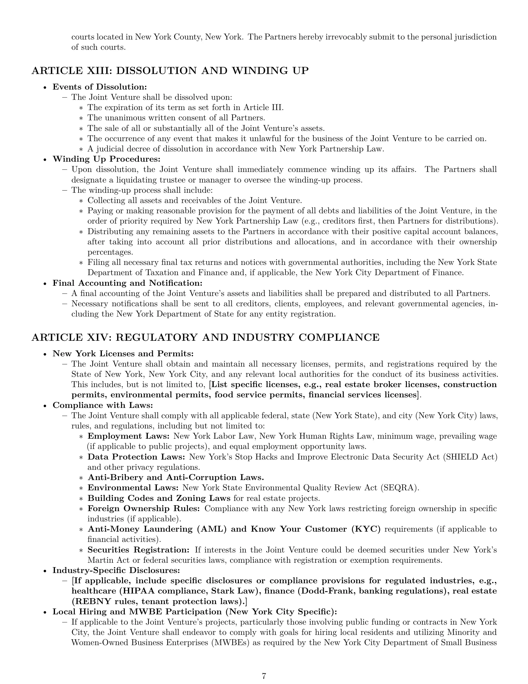 Preview page 7 of Pro New York joint venture agreement template