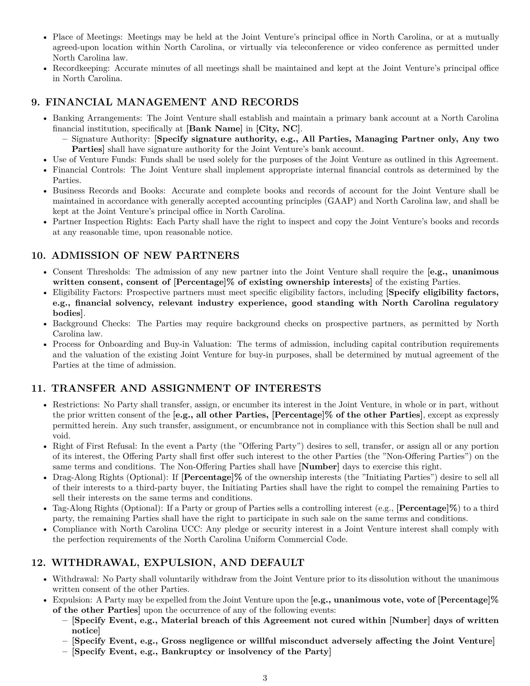 Preview page 3 of Pro North Carolina joint venture agreement template