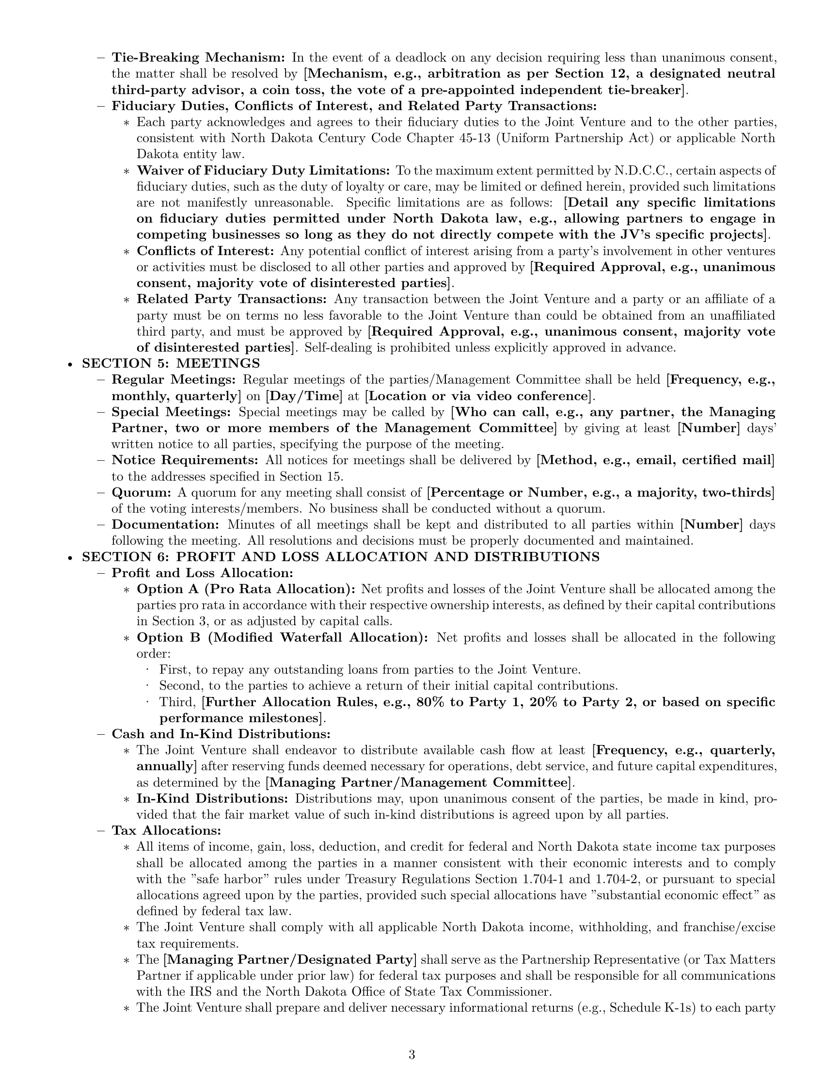 Preview page 3 of Pro North Dakota joint venture agreement template