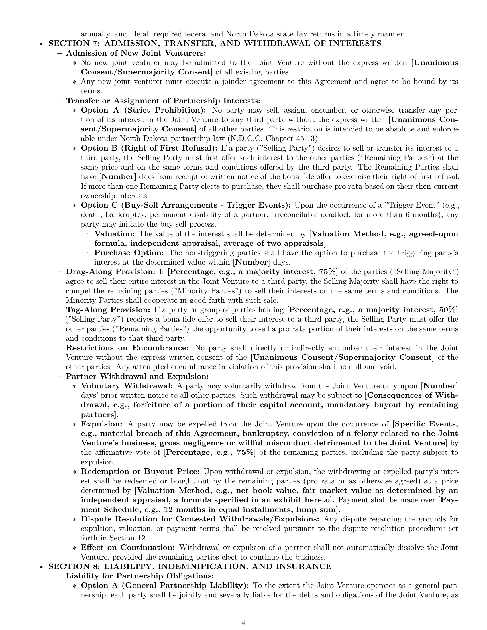 Preview page 4 of Pro North Dakota joint venture agreement template