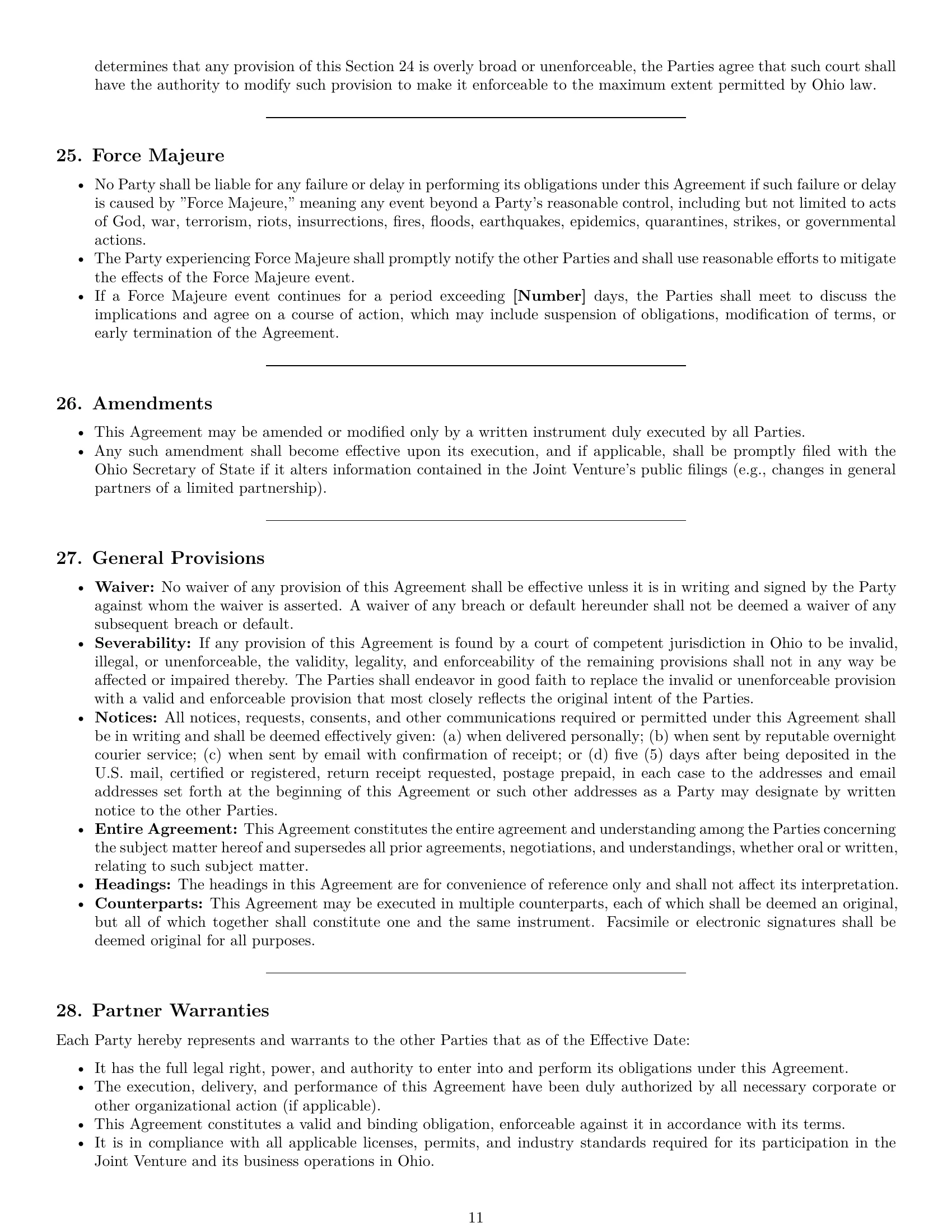 Preview page 11 of Pro Ohio joint venture agreement template