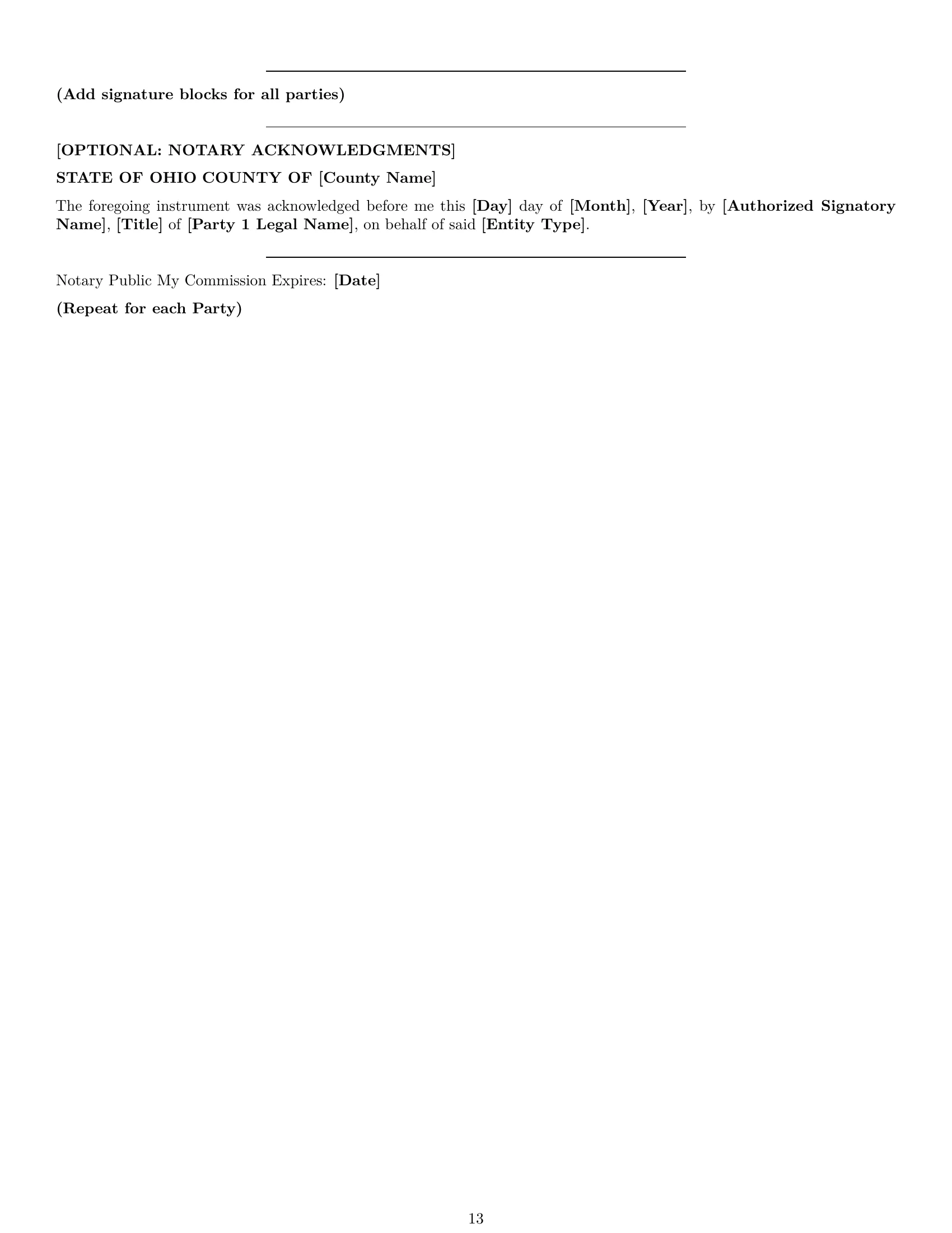 Preview page 13 of Pro Ohio joint venture agreement template