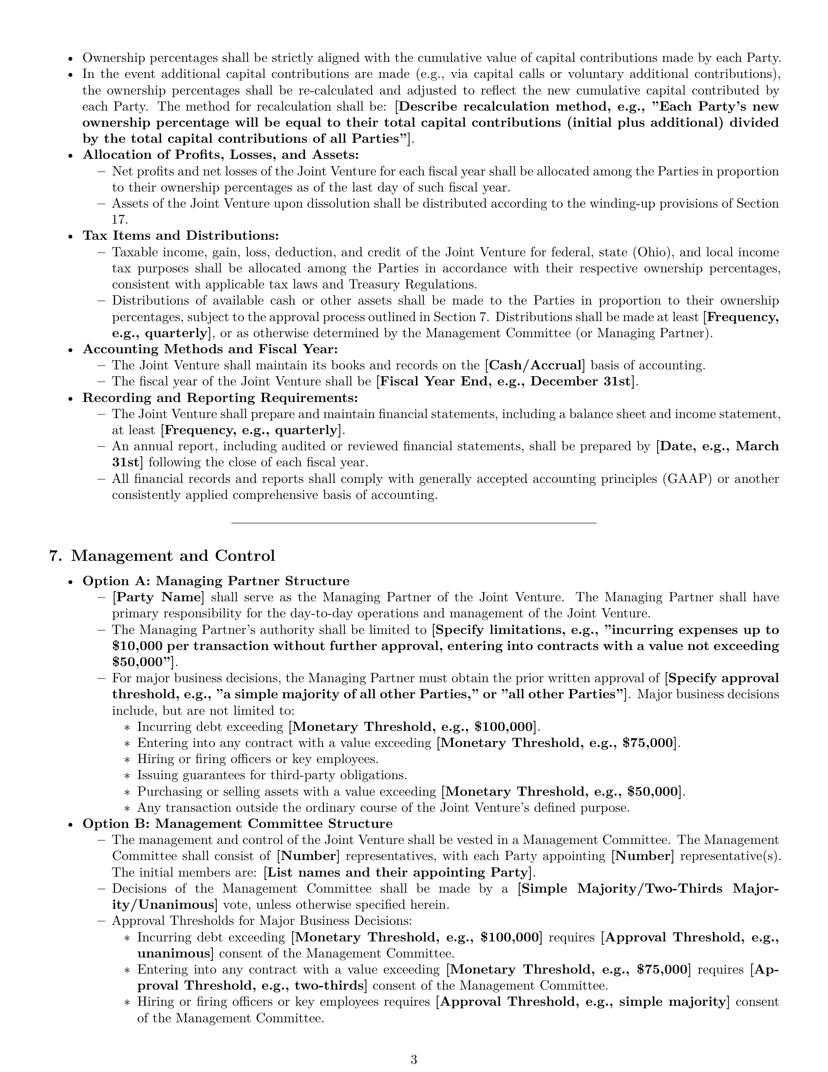 Preview page 3 of Pro Ohio joint venture agreement template