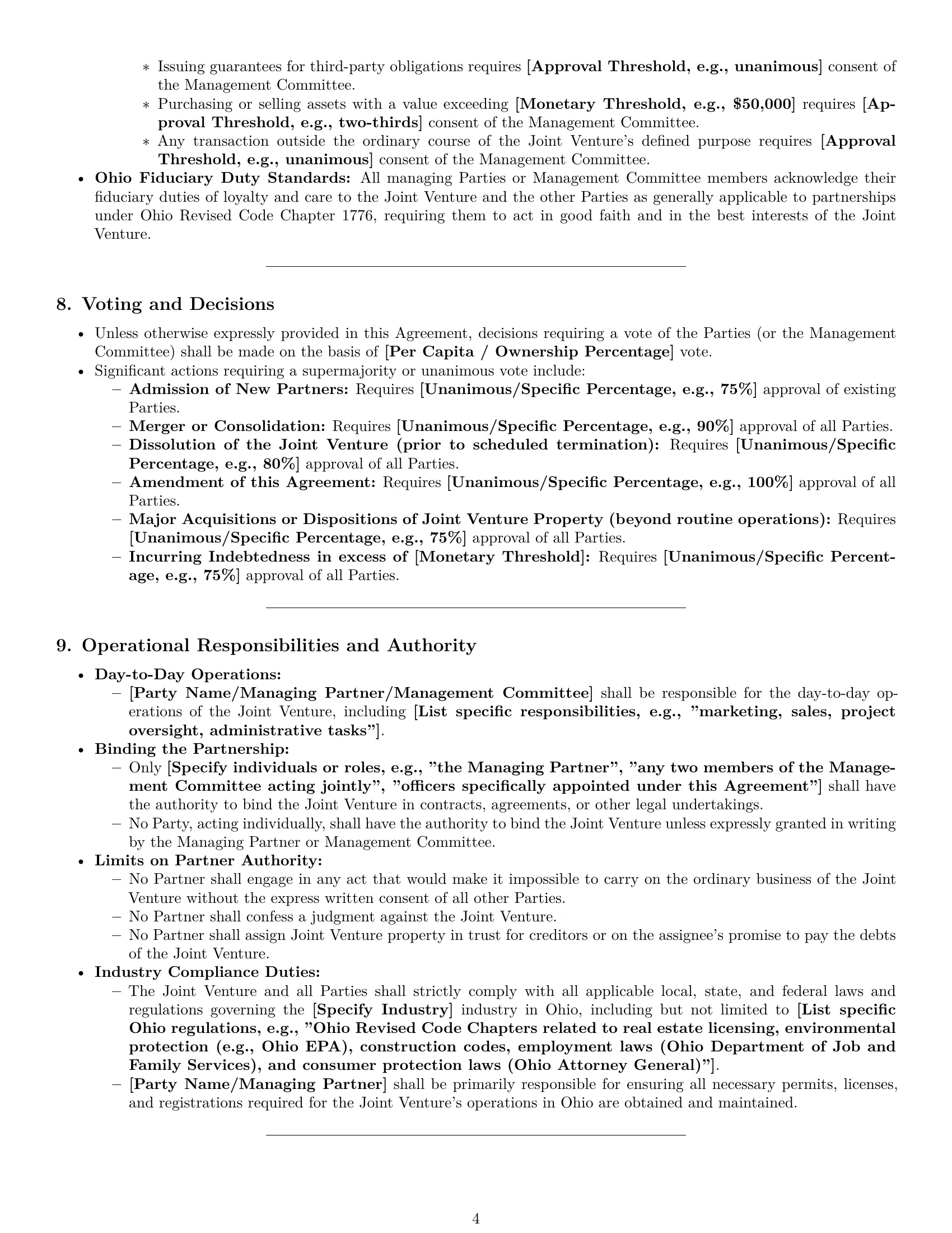 Preview page 4 of Pro Ohio joint venture agreement template
