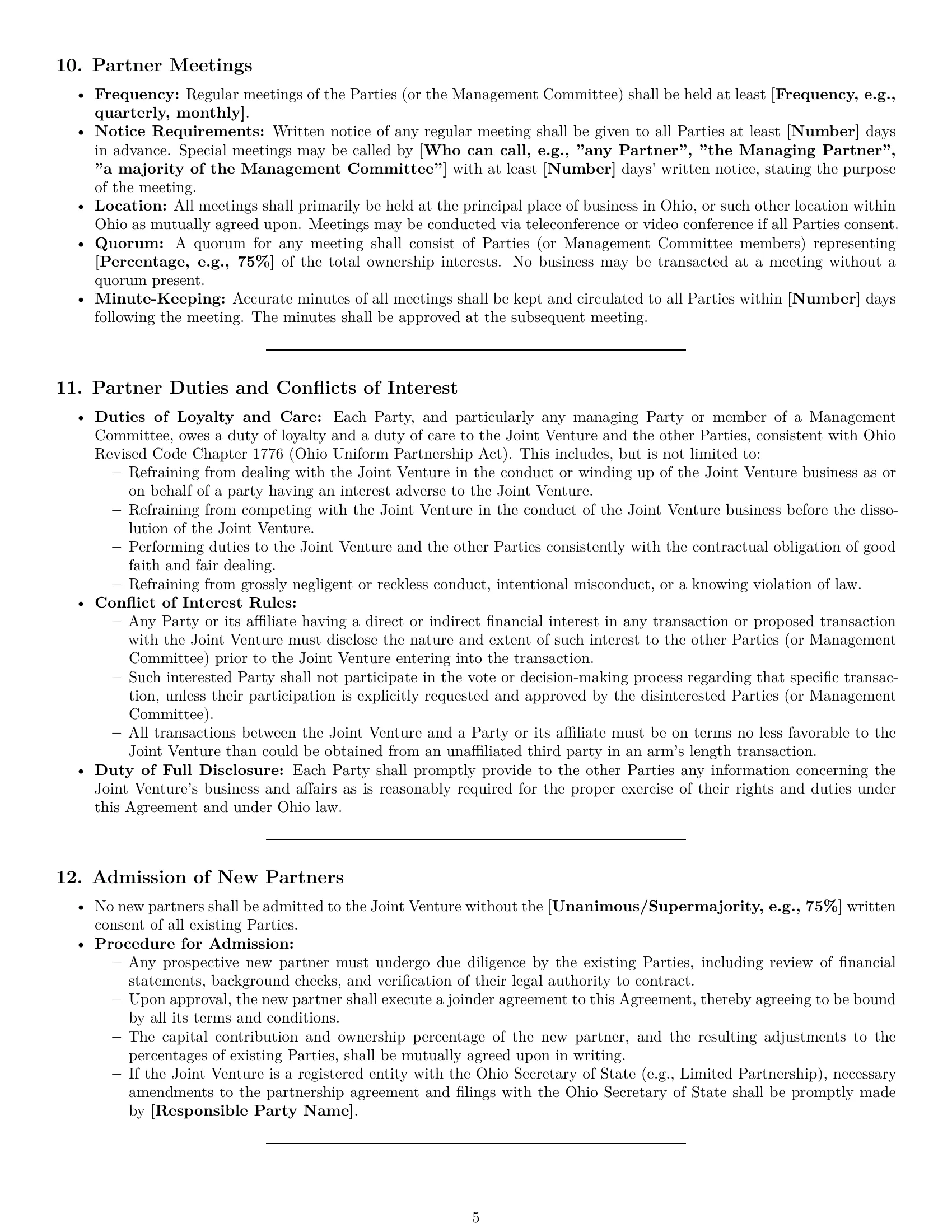 Preview page 5 of Pro Ohio joint venture agreement template