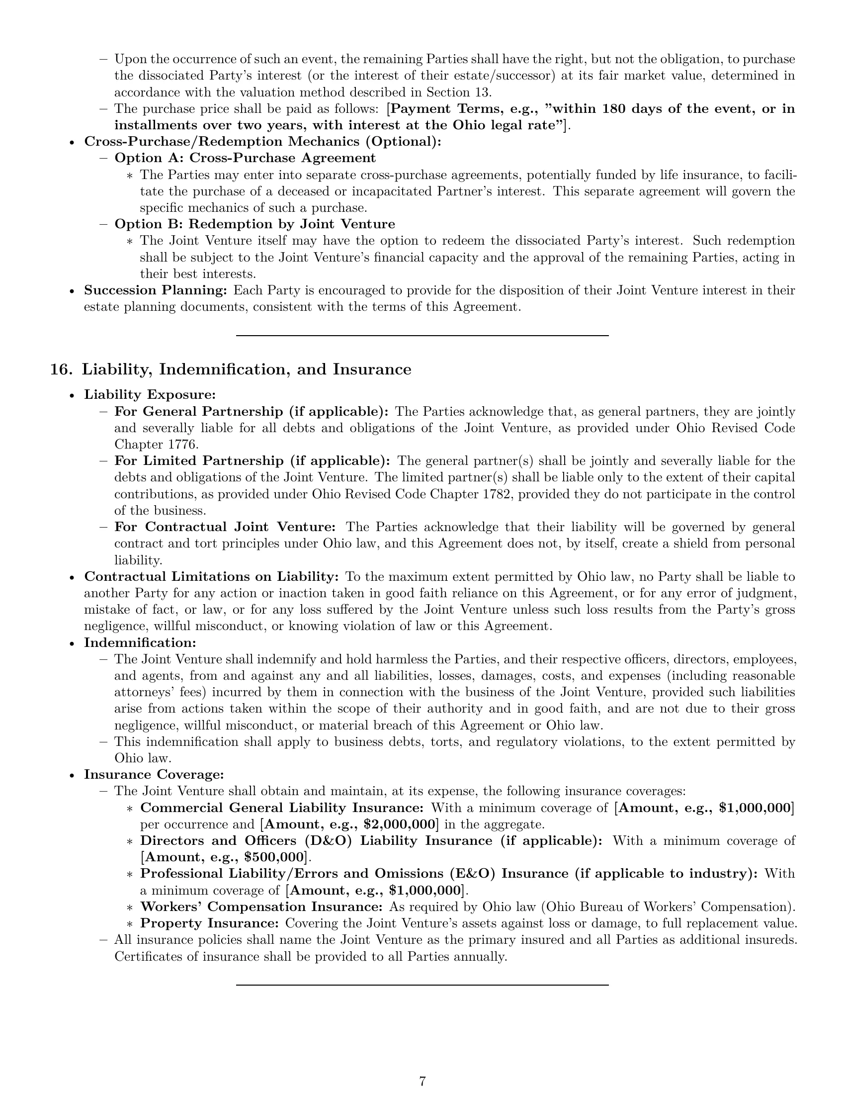 Preview page 7 of Pro Ohio joint venture agreement template