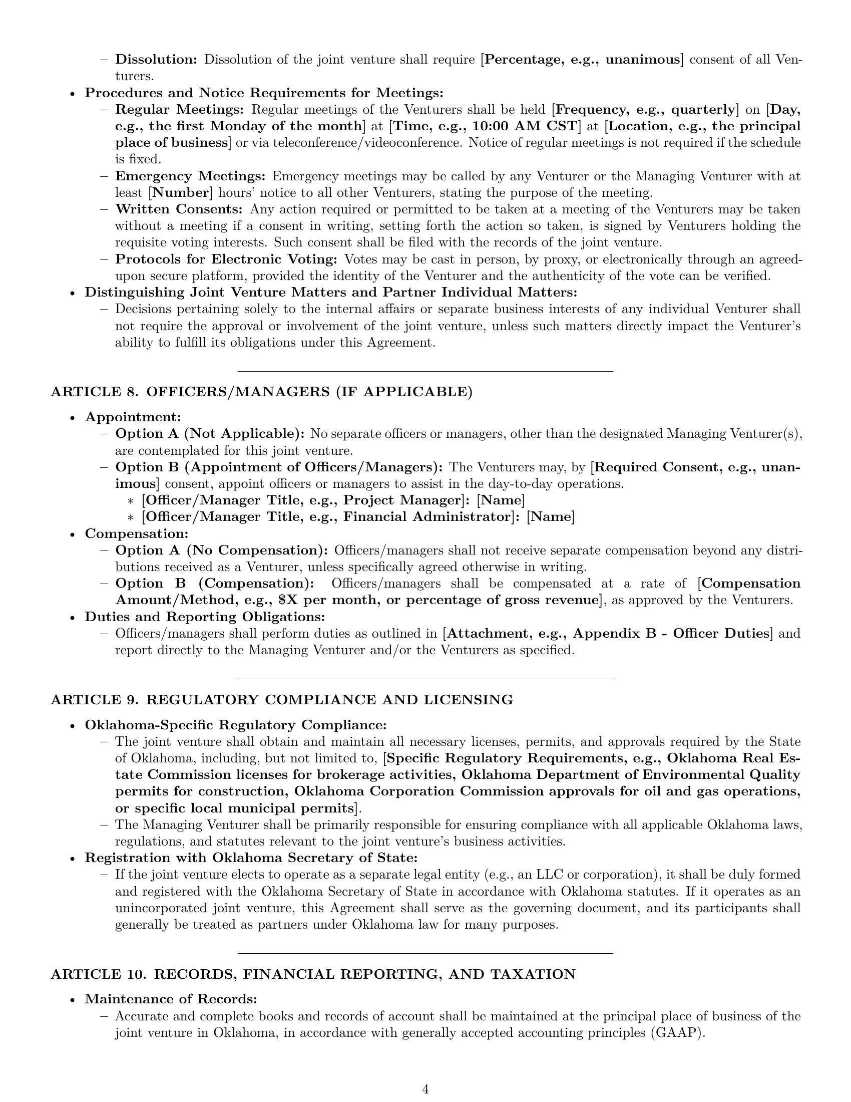Preview page 4 of Pro Oklahoma joint venture agreement template