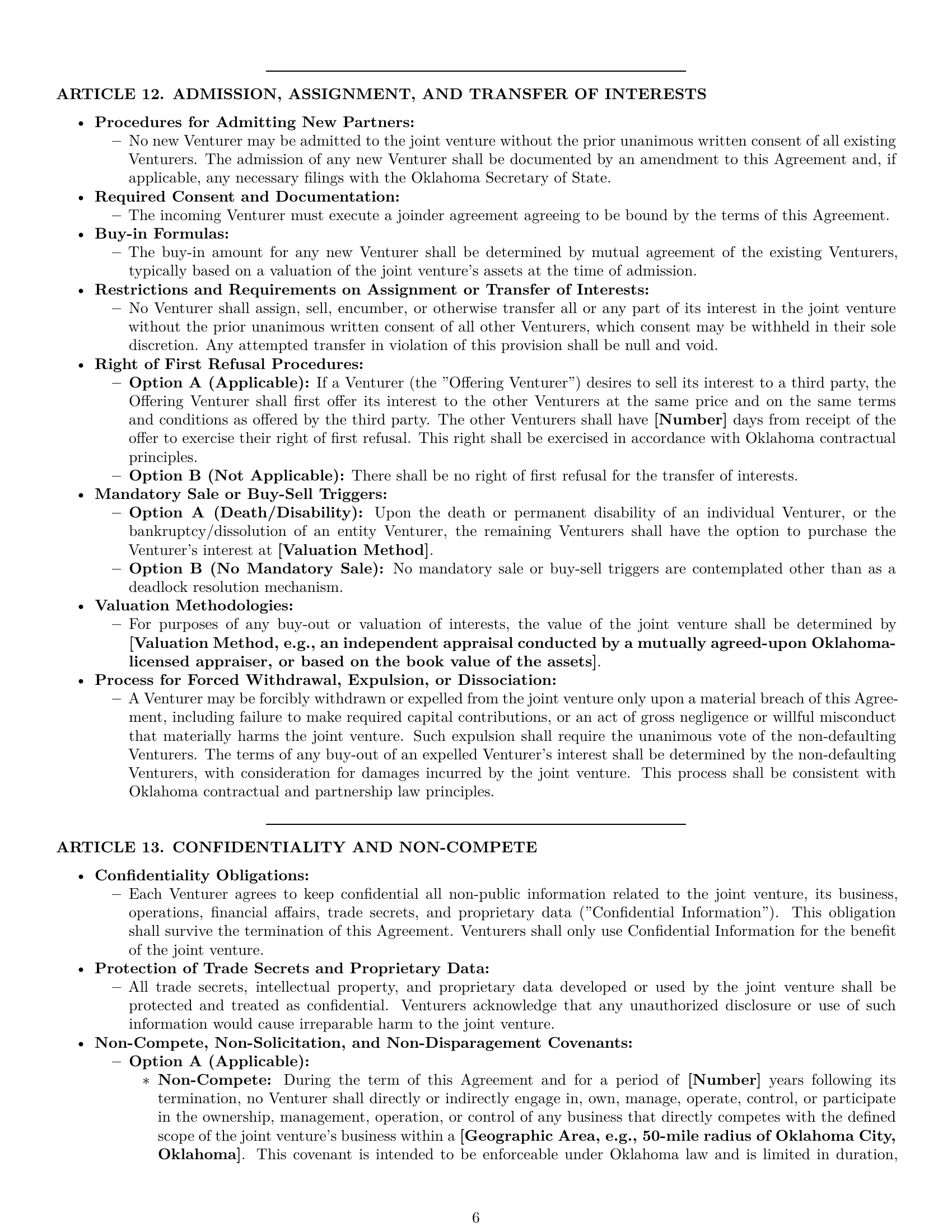Preview page 6 of Pro Oklahoma joint venture agreement template