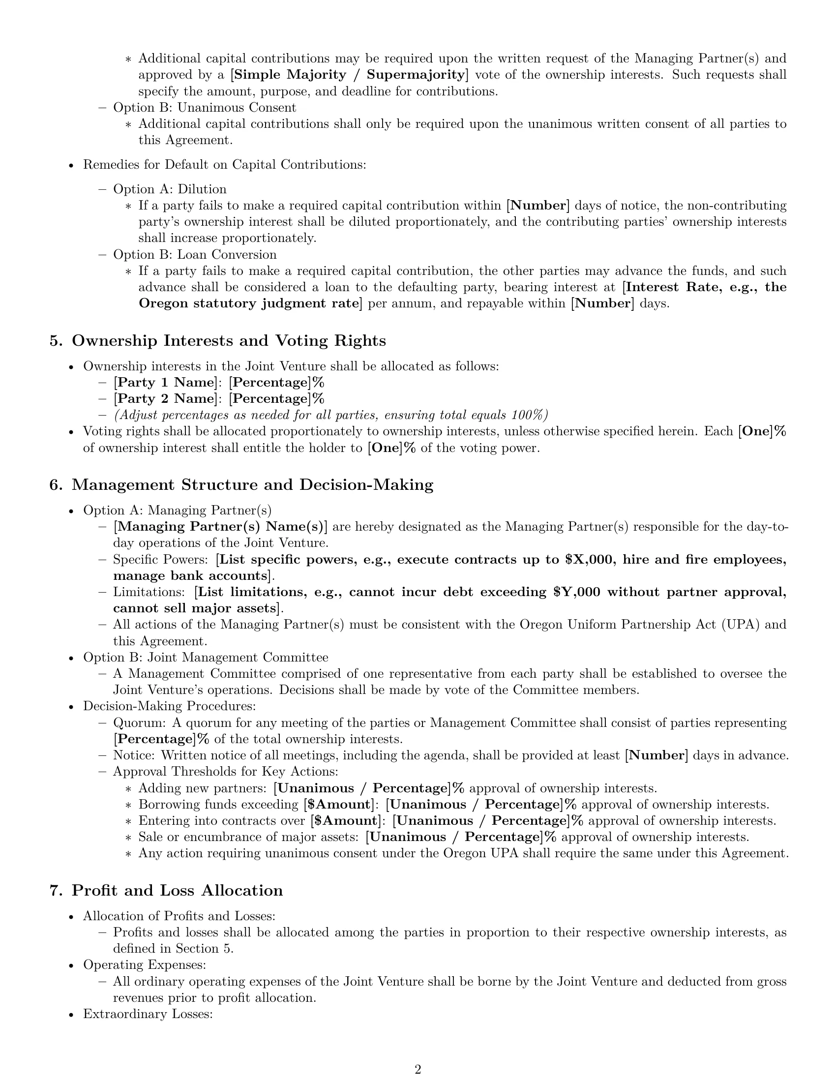 Preview page 2 of Pro Oregon joint venture agreement template