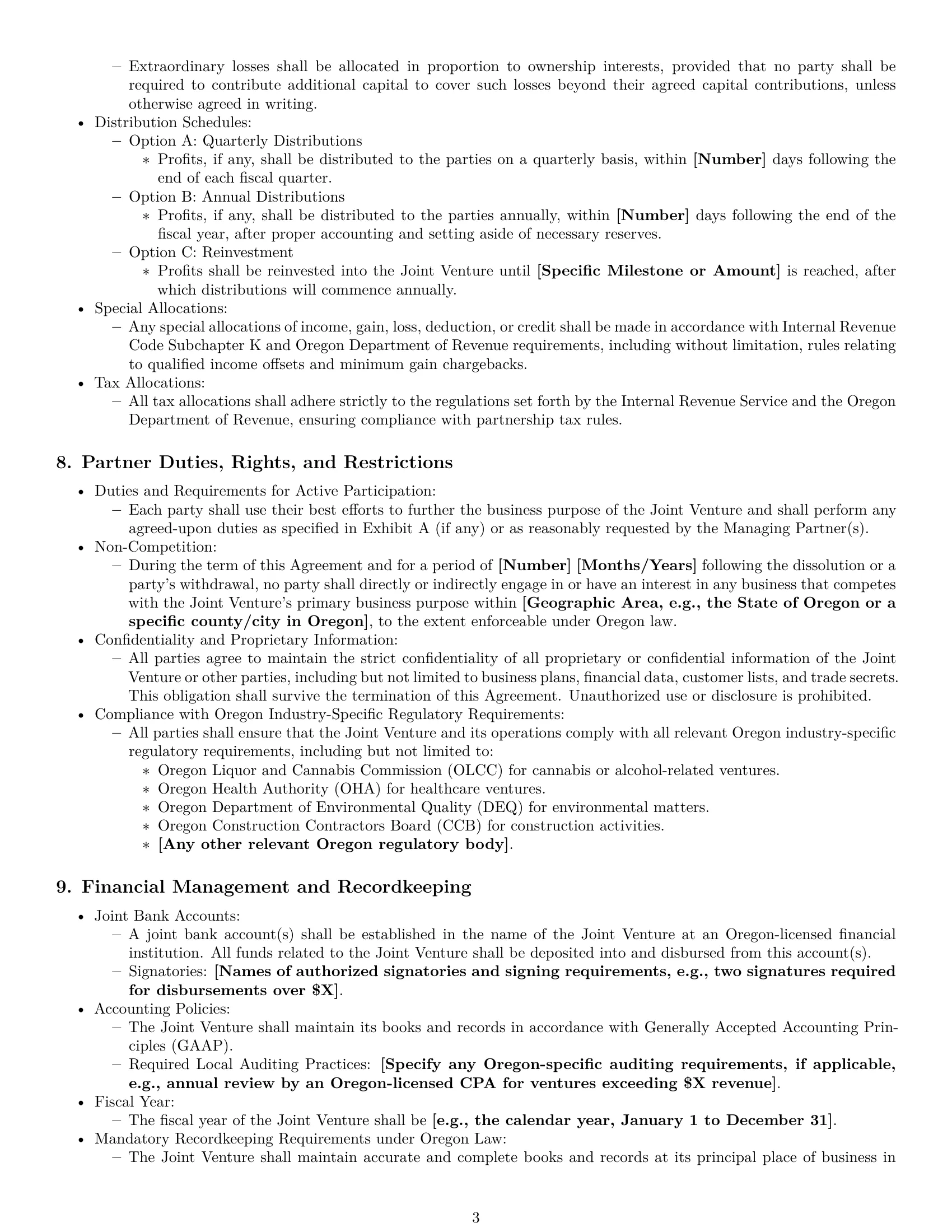 Preview page 3 of Pro Oregon joint venture agreement template