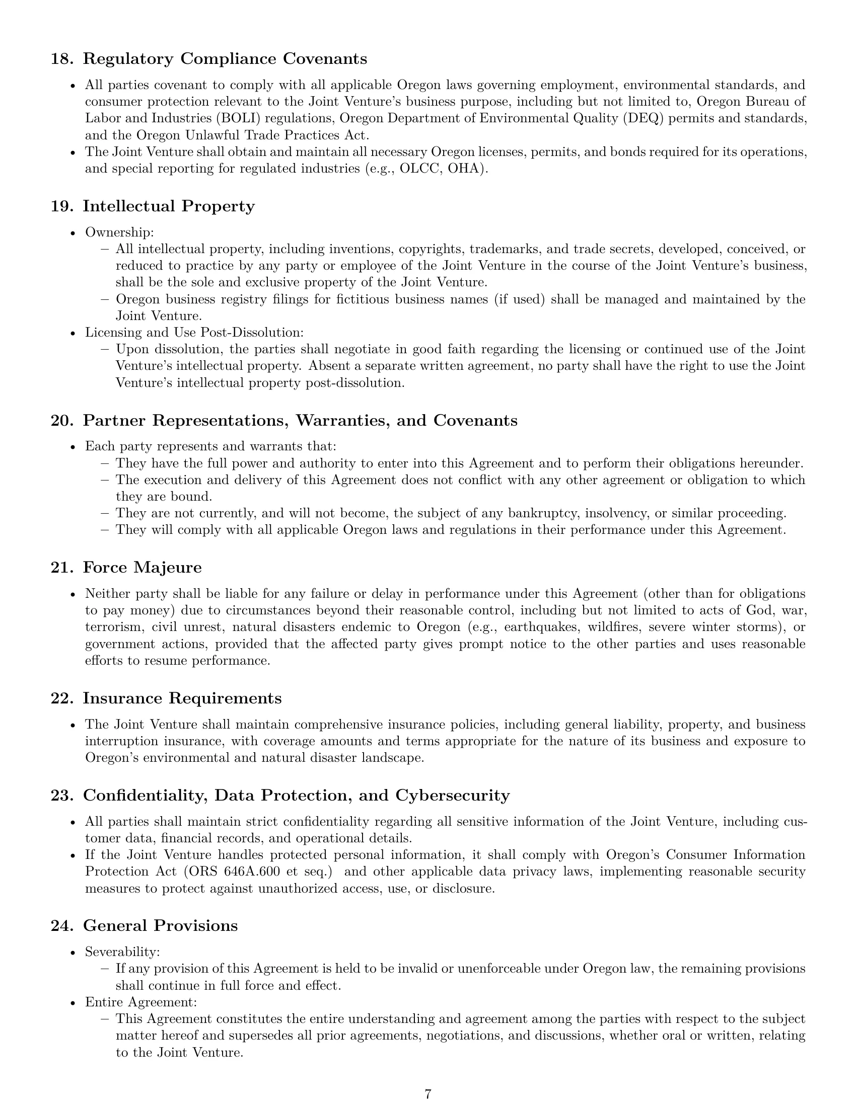 Preview page 7 of Pro Oregon joint venture agreement template