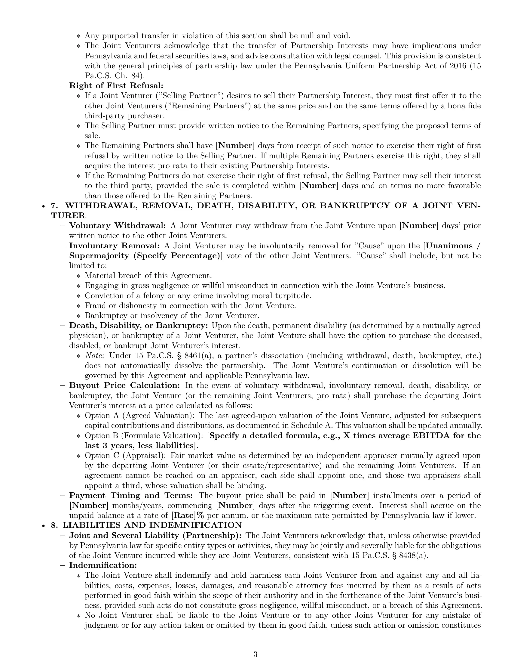 Preview page 3 of Pro Pennsylvania joint venture agreement template