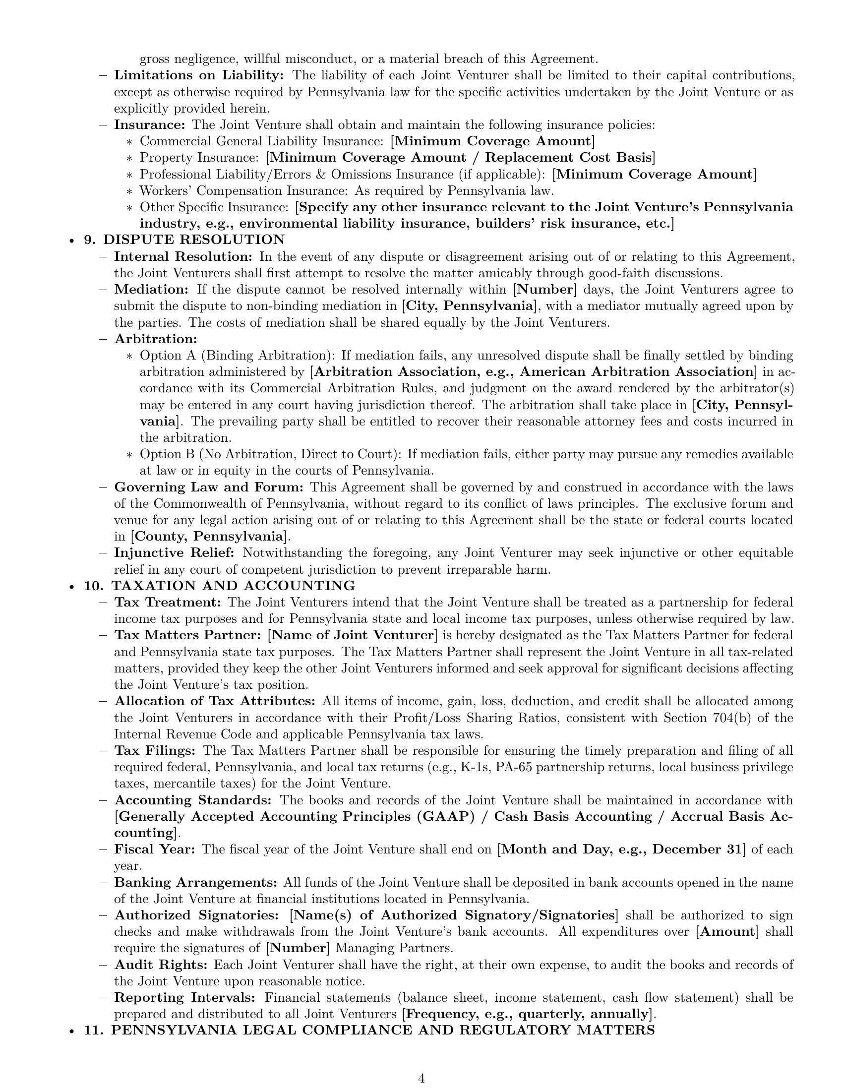 Preview page 4 of Pro Pennsylvania joint venture agreement template