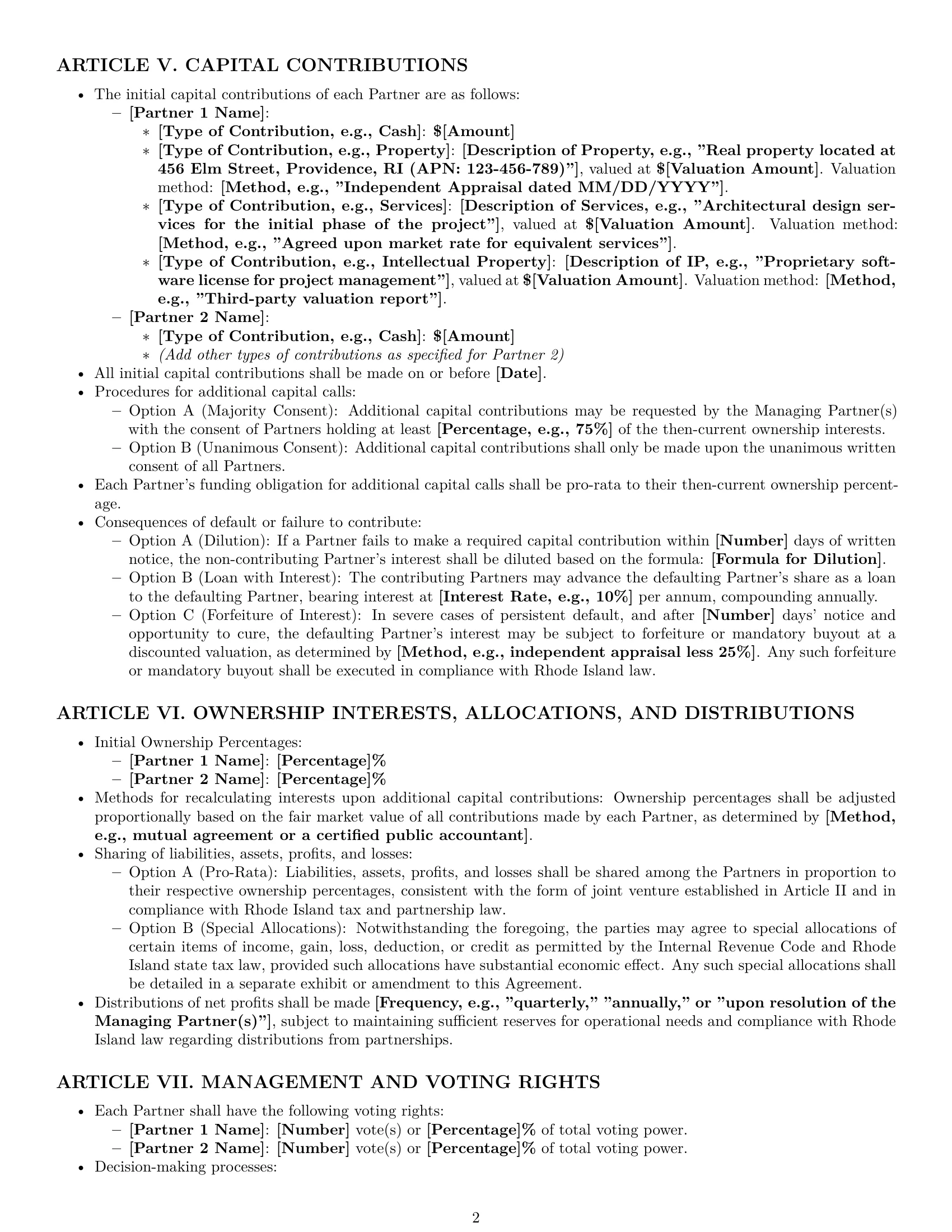 Preview page 2 of Pro Rhode Island joint venture agreement template