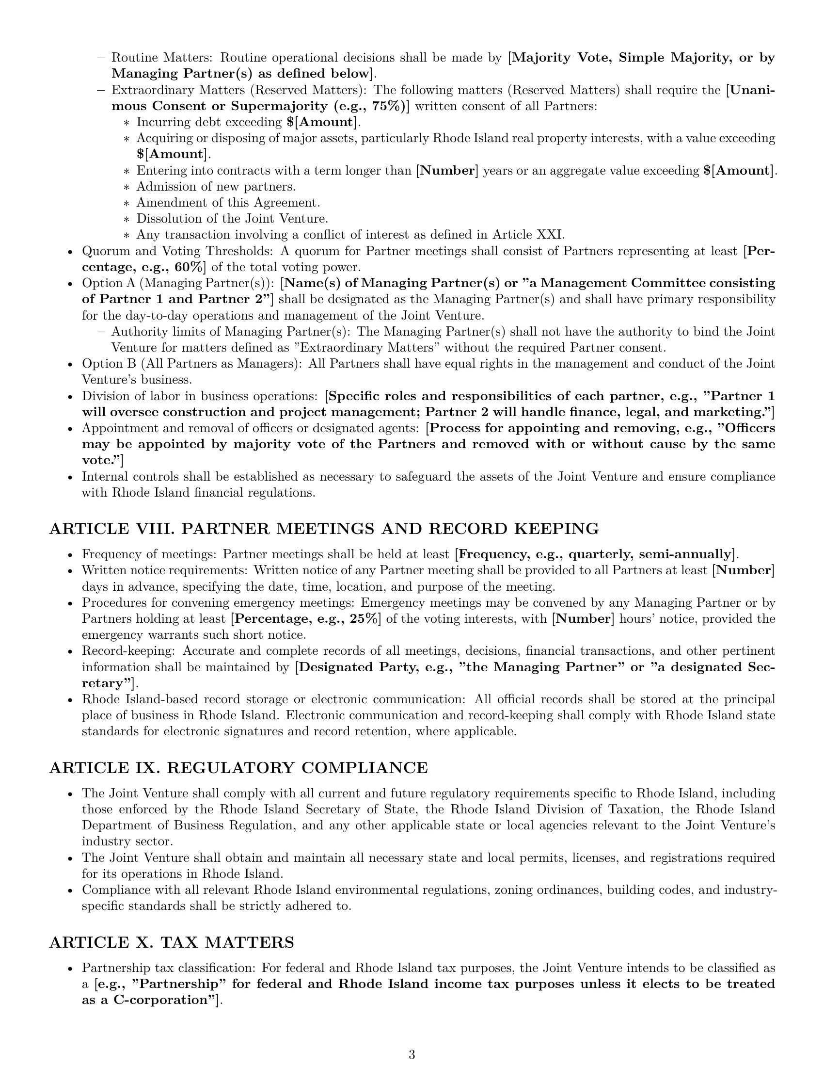 Preview page 3 of Pro Rhode Island joint venture agreement template