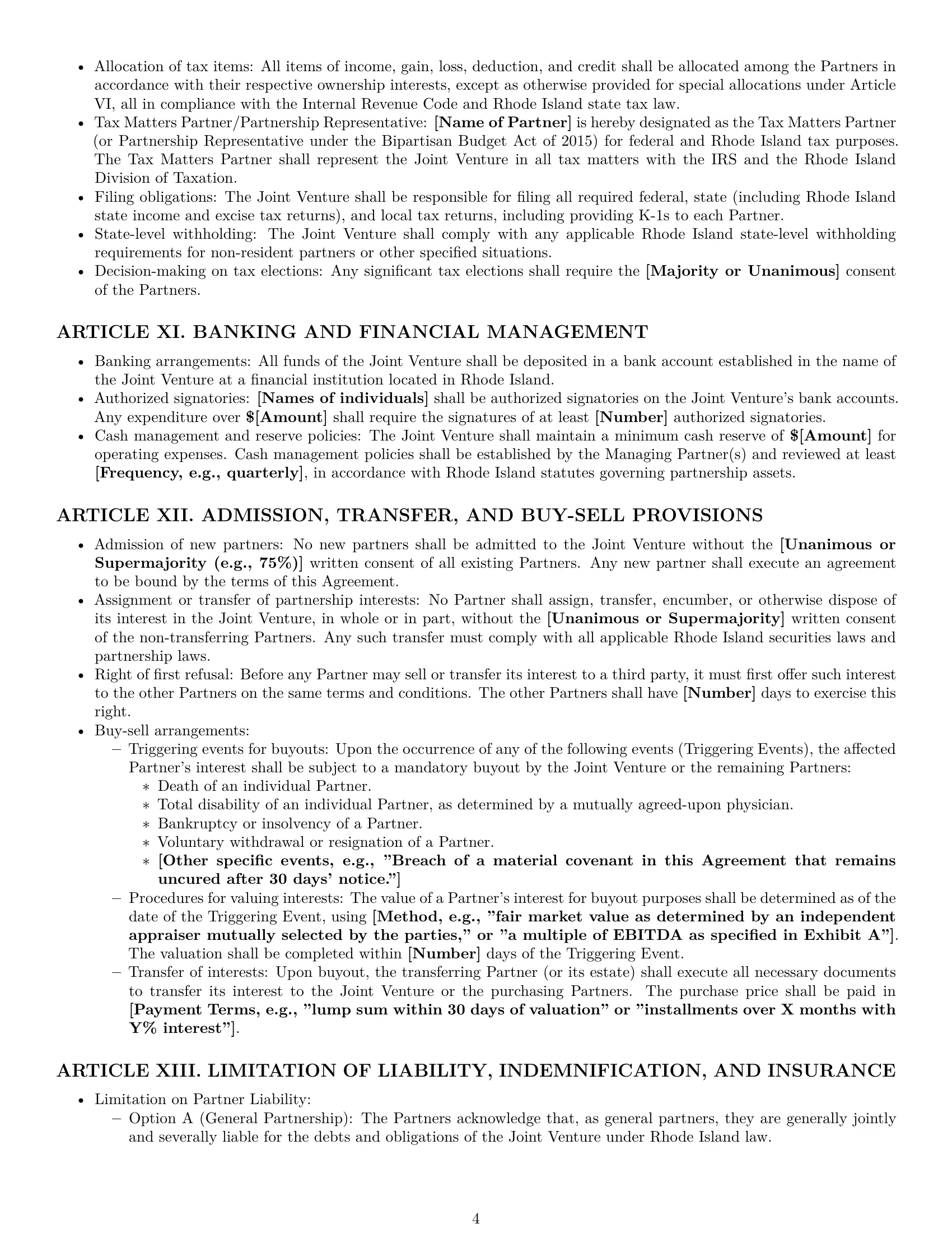 Preview page 4 of Pro Rhode Island joint venture agreement template