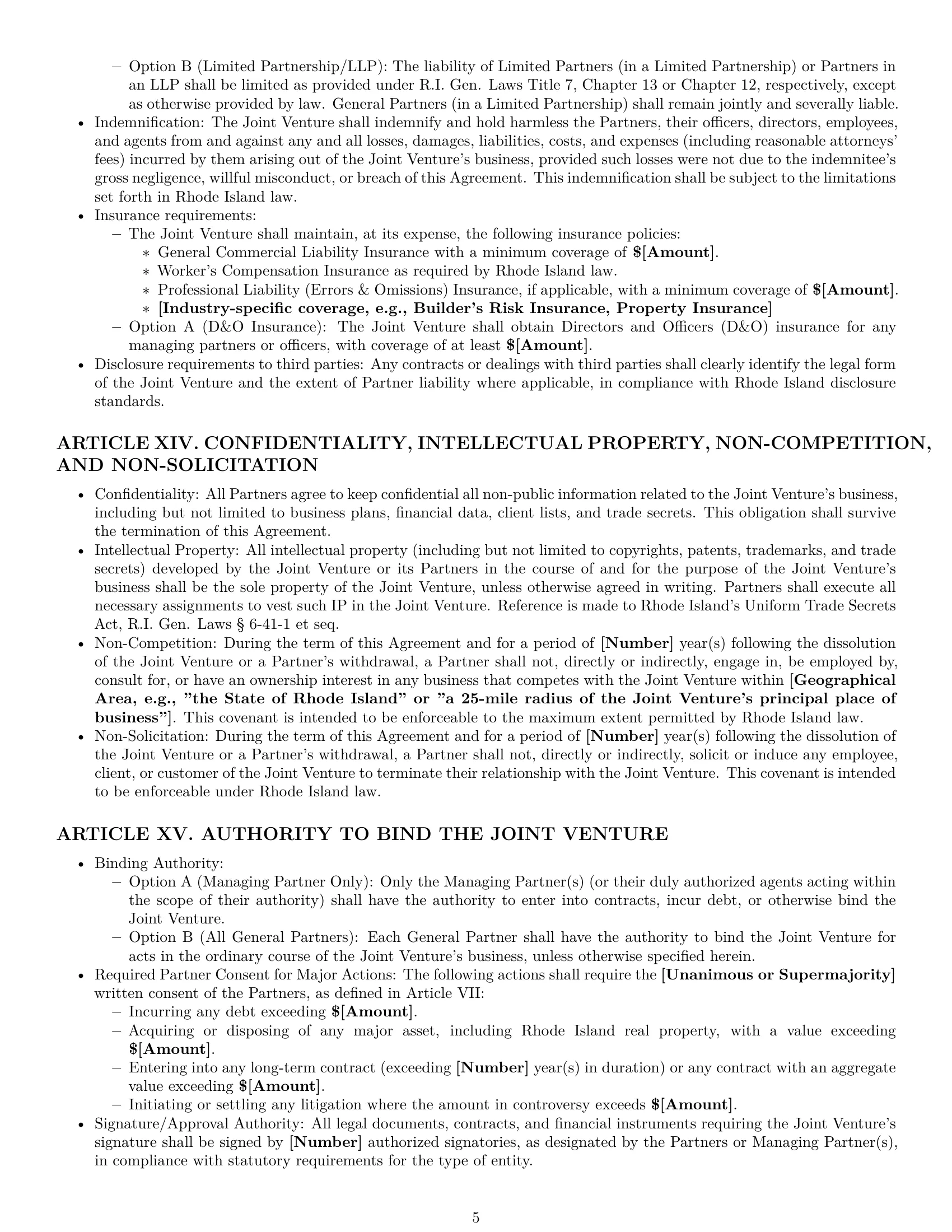 Preview page 5 of Pro Rhode Island joint venture agreement template
