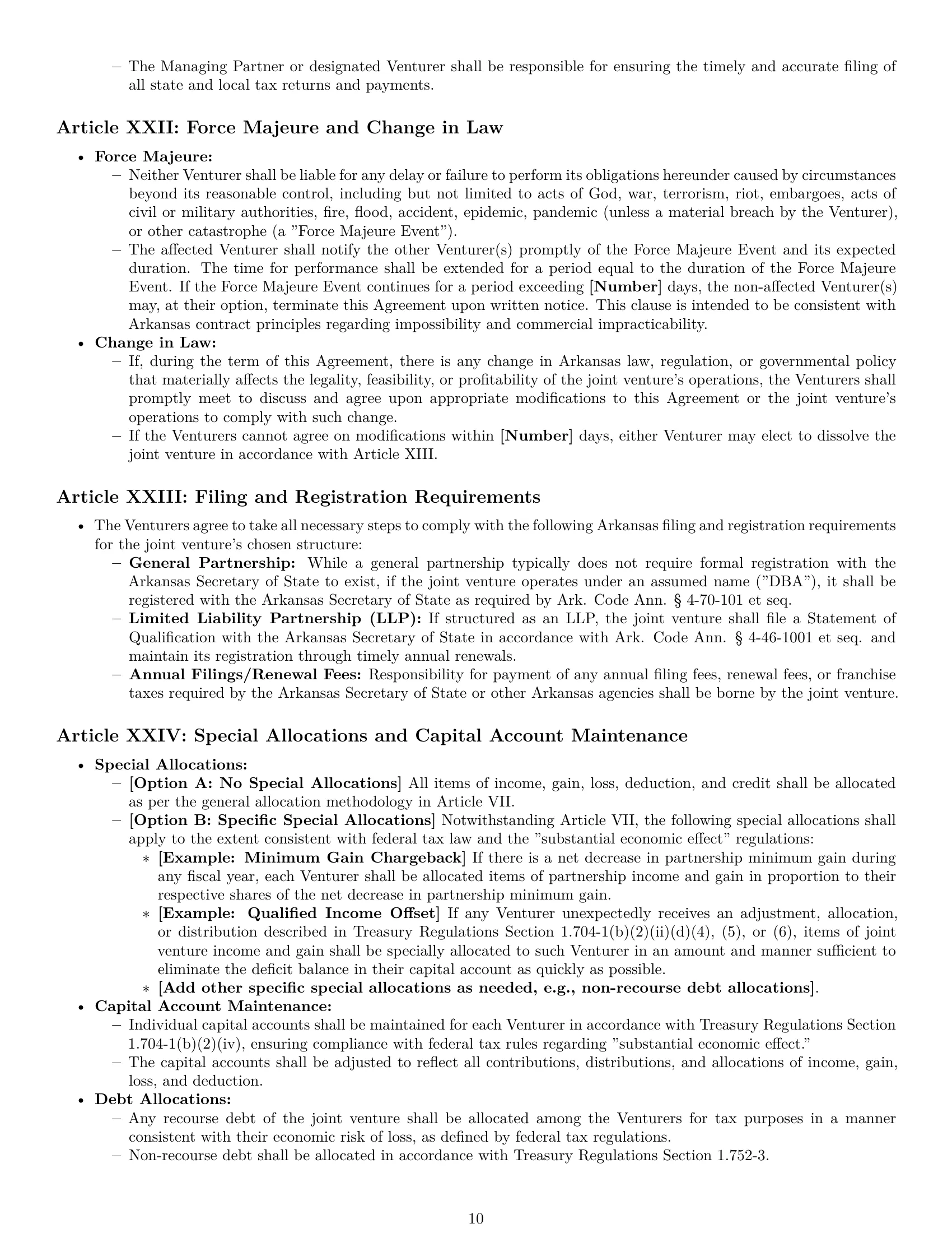 Preview page 10 of Pro Arkansas joint venture agreement template