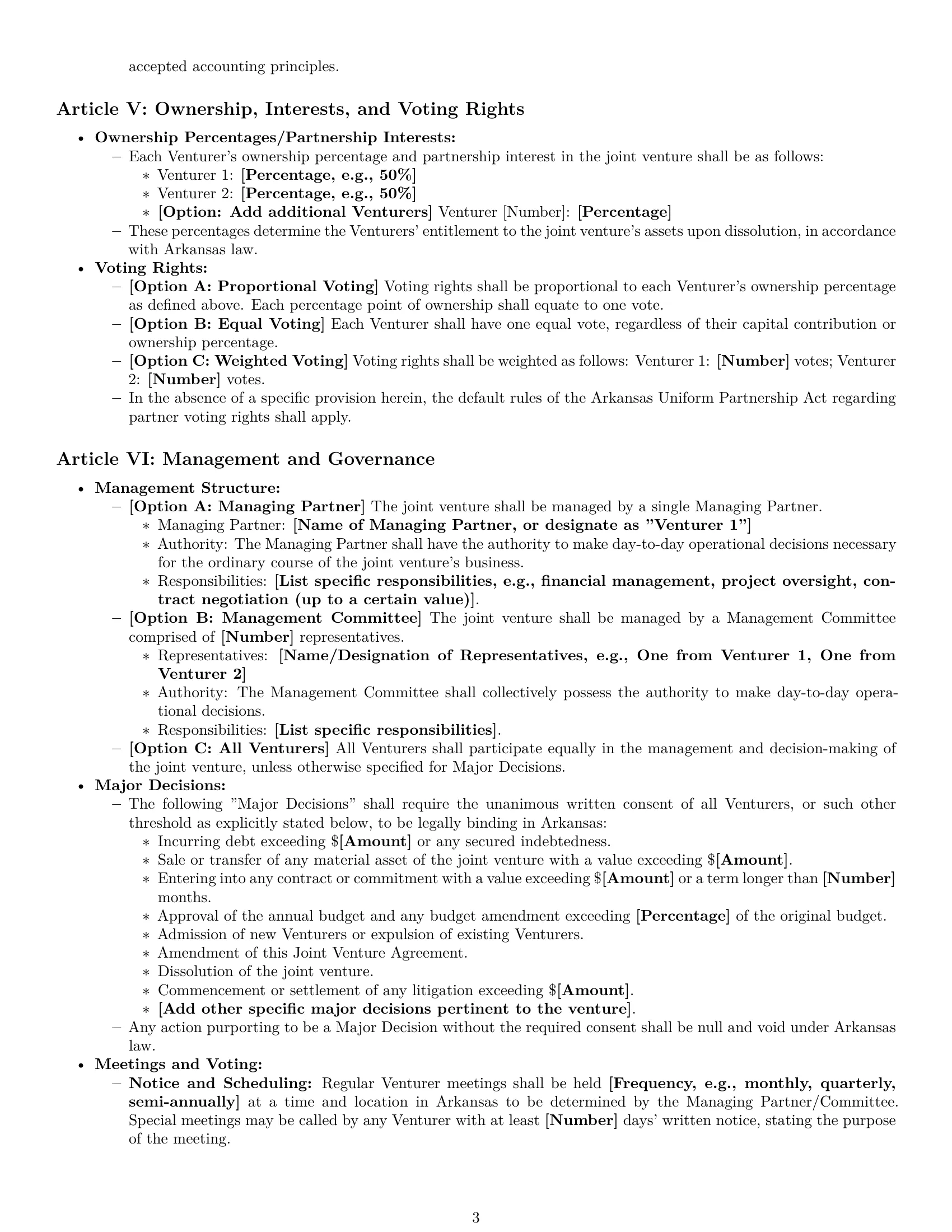 Preview page 3 of Pro Arkansas joint venture agreement template