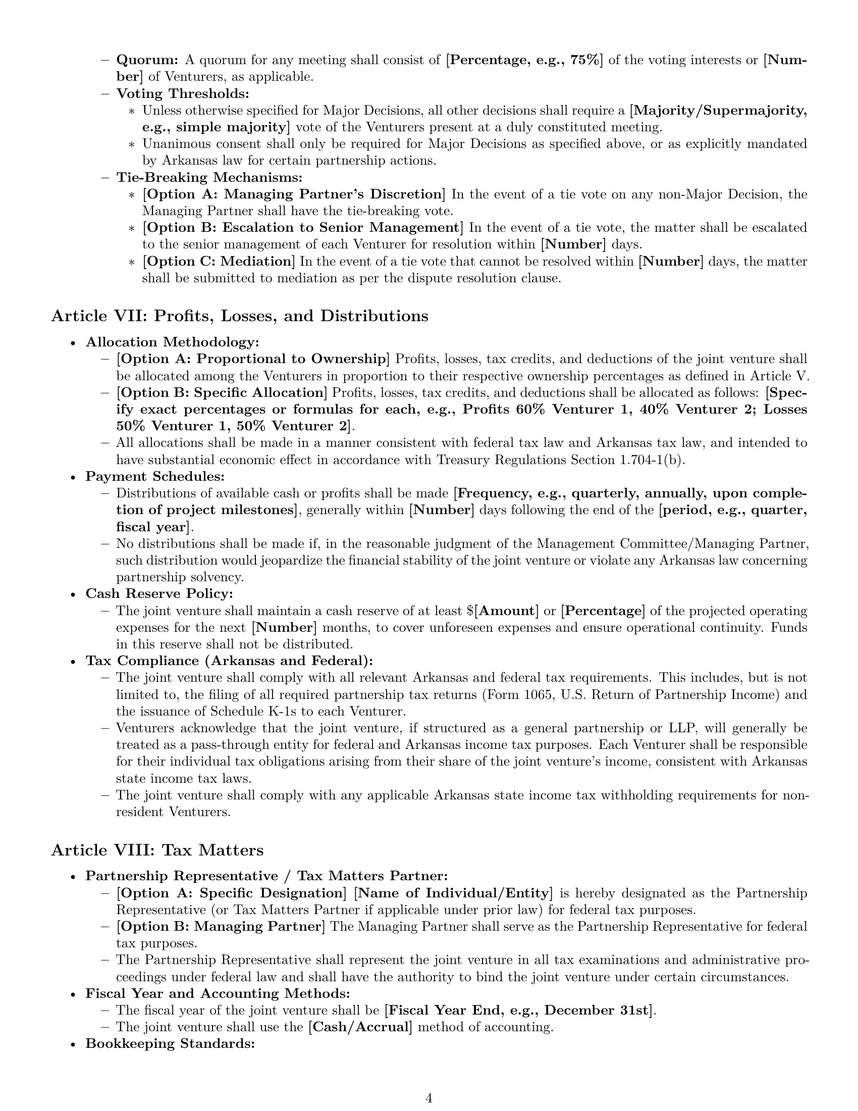 Preview page 4 of Pro Arkansas joint venture agreement template