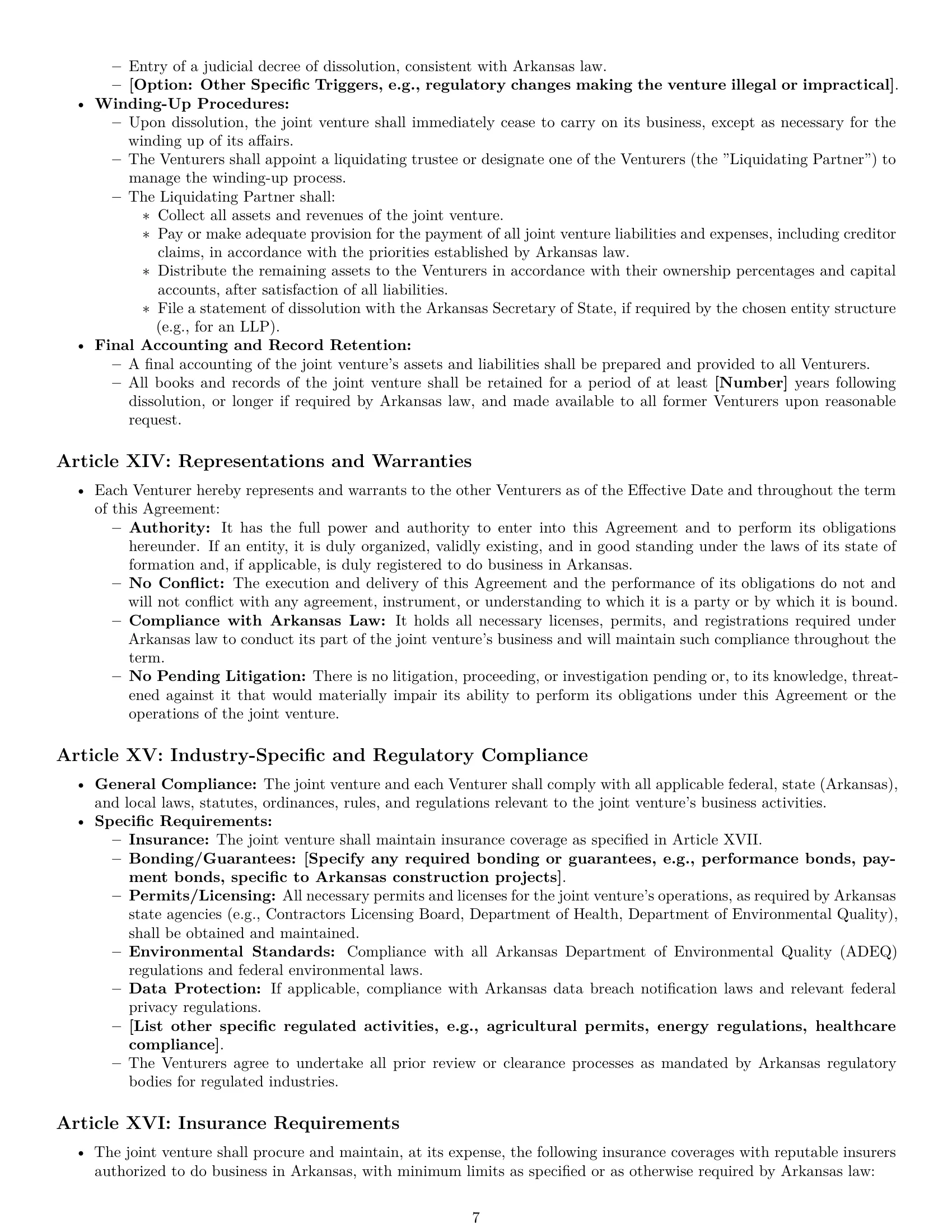 Preview page 7 of Pro Arkansas joint venture agreement template