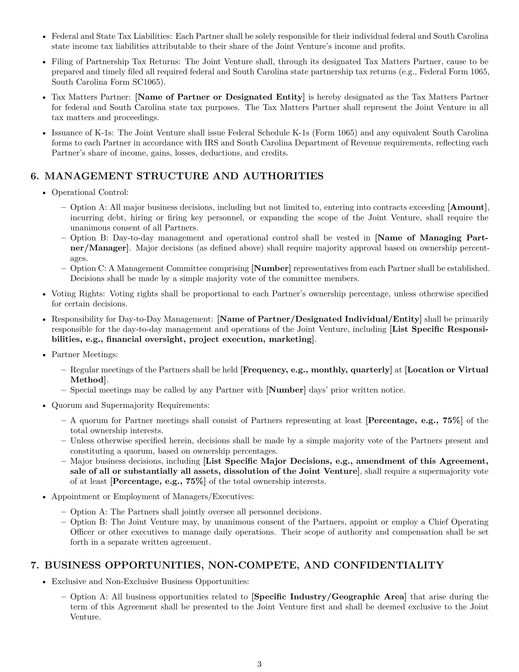 Preview page 3 of Pro South Carolina joint venture agreement template