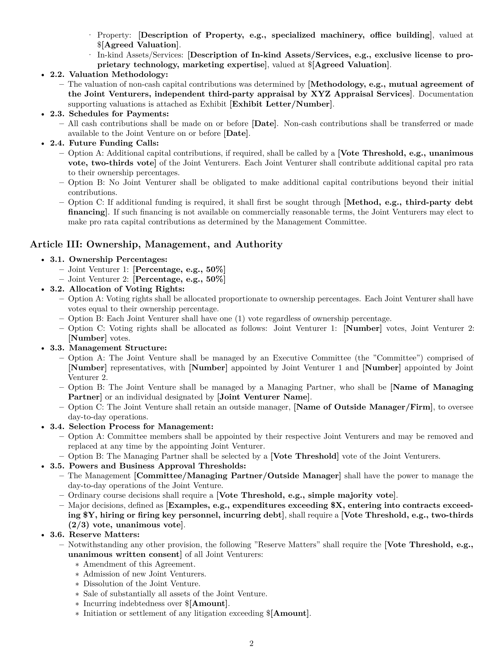 Preview page 2 of Pro South Dakota joint venture agreement template