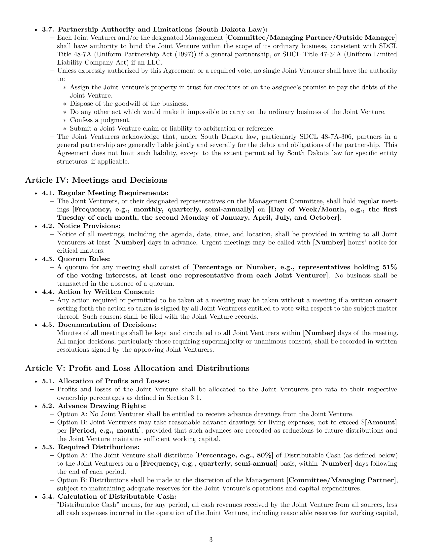 Preview page 3 of Pro South Dakota joint venture agreement template