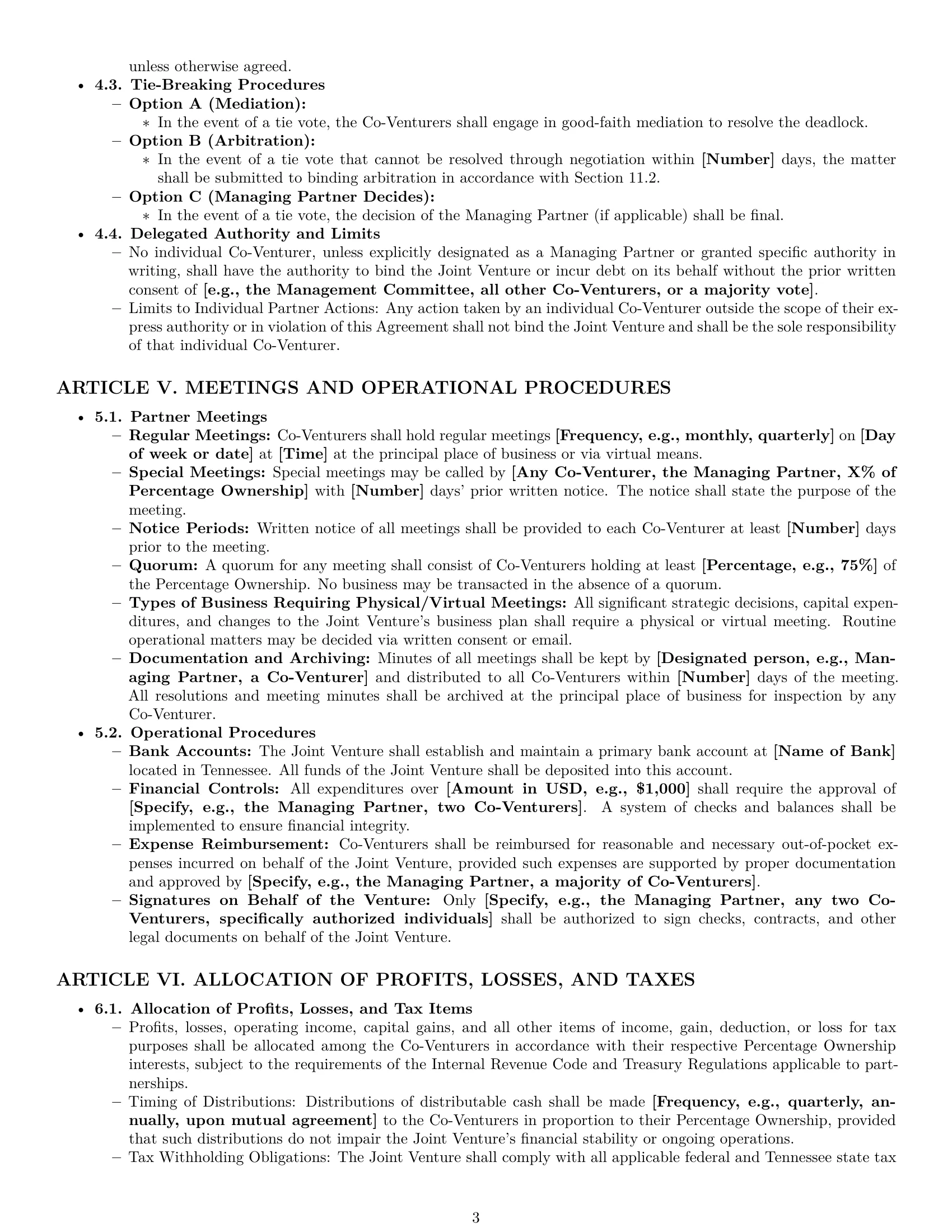 Preview page 3 of Pro Tennessee joint venture agreement template