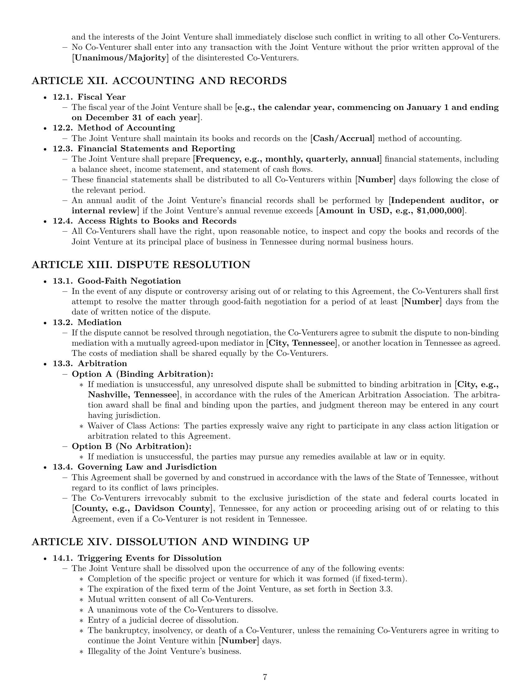 Preview page 7 of Pro Tennessee joint venture agreement template