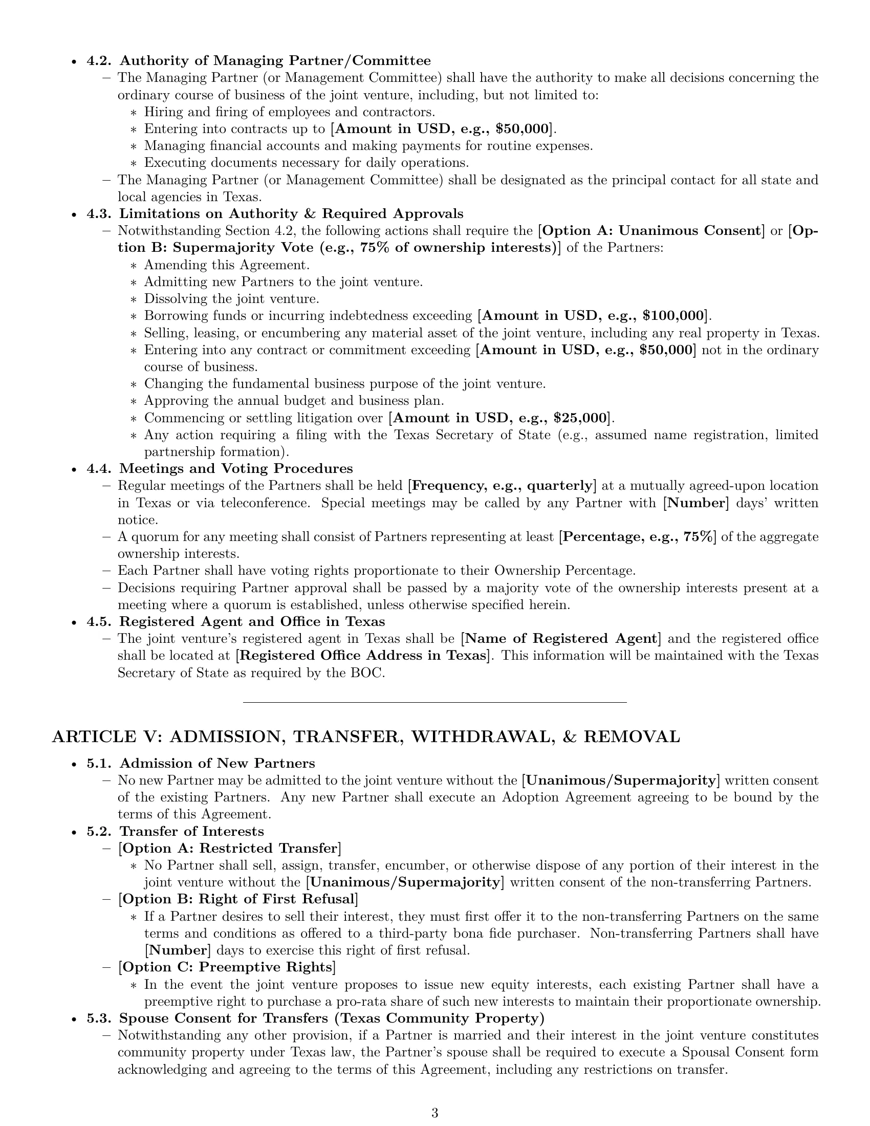 Preview page 3 of Pro Texas joint venture agreement template