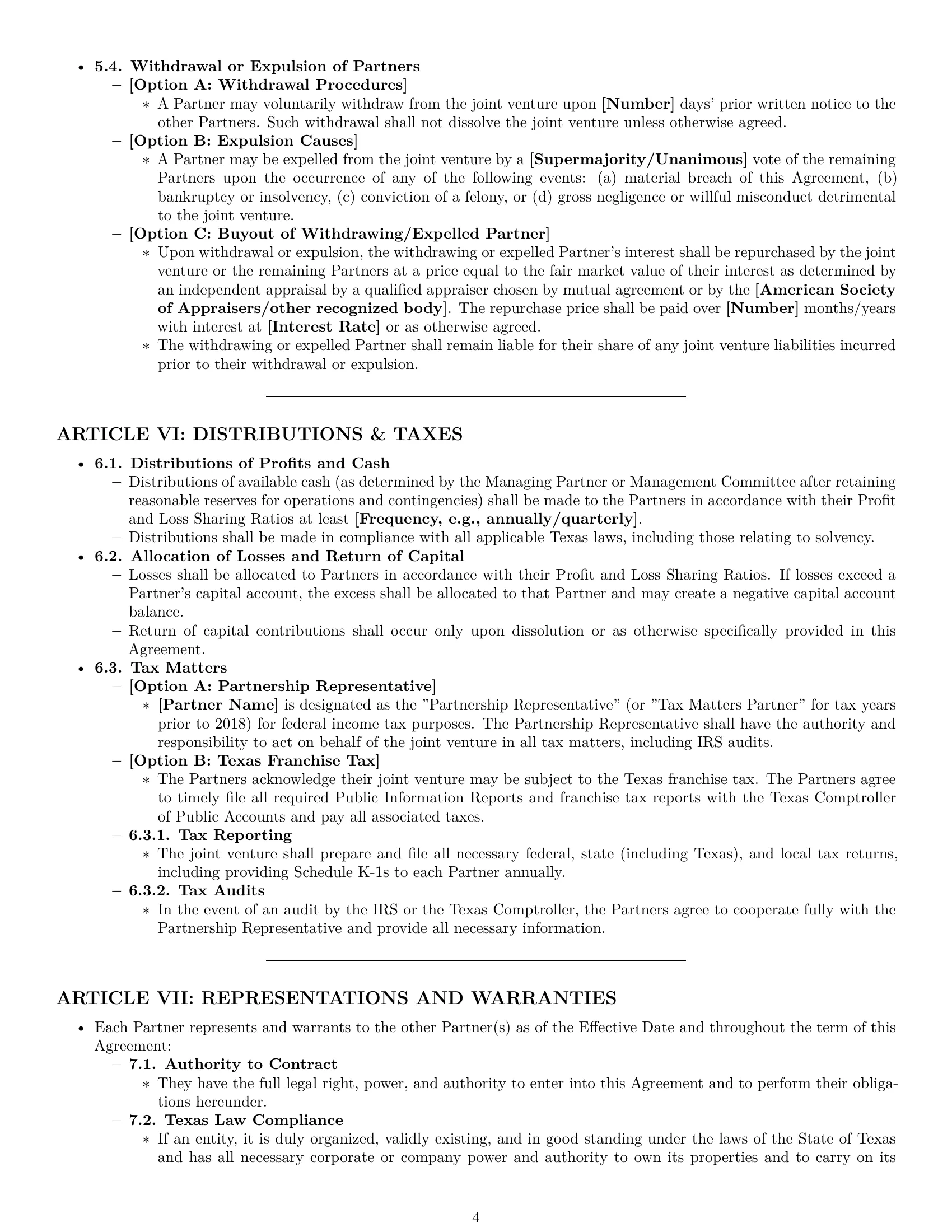 Preview page 4 of Pro Texas joint venture agreement template
