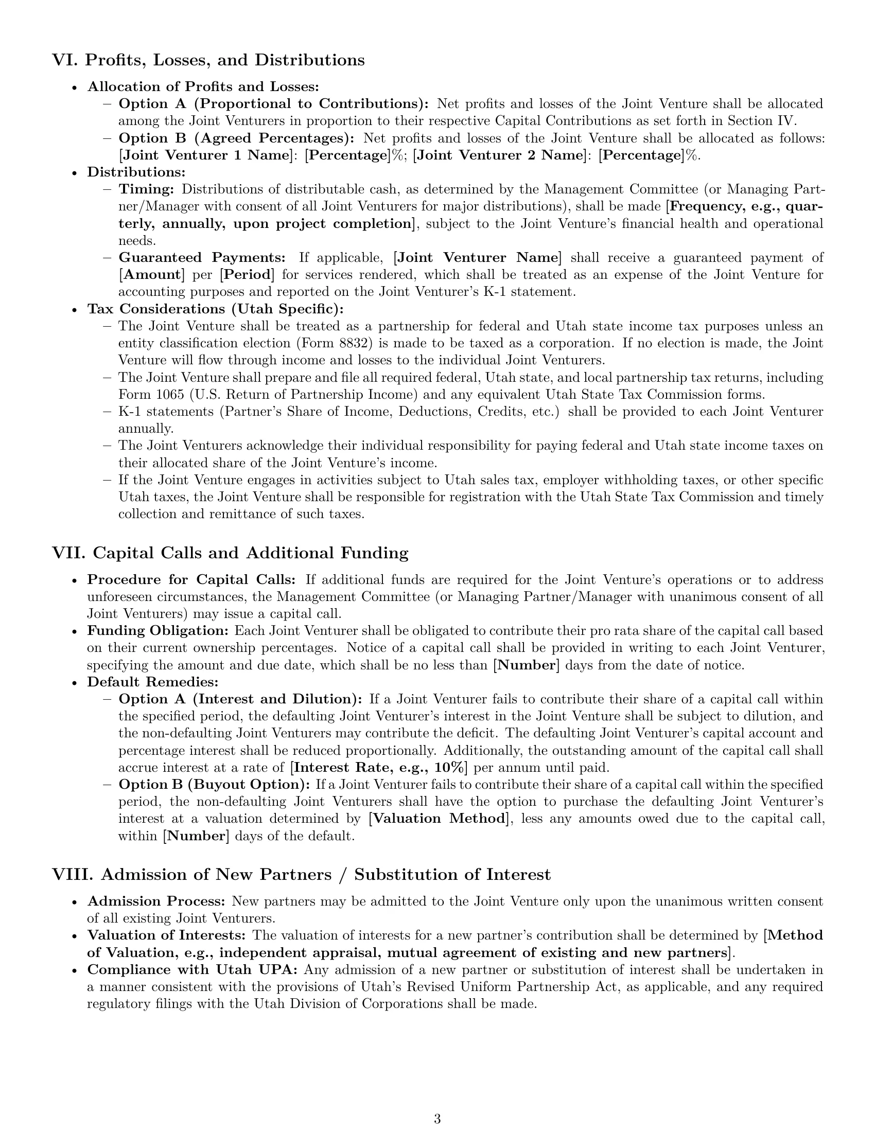 Preview page 3 of Pro Utah joint venture agreement template