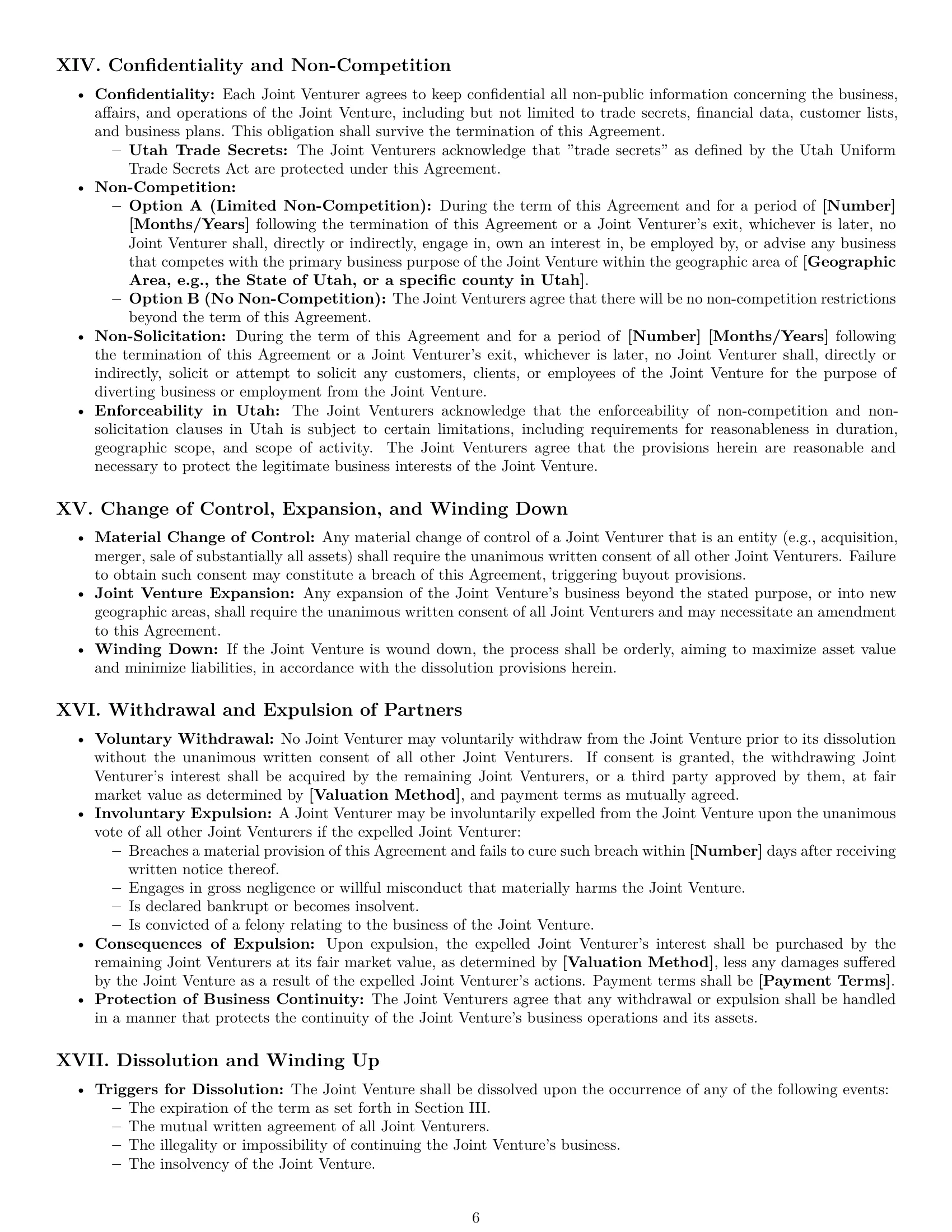 Preview page 6 of Pro Utah joint venture agreement template