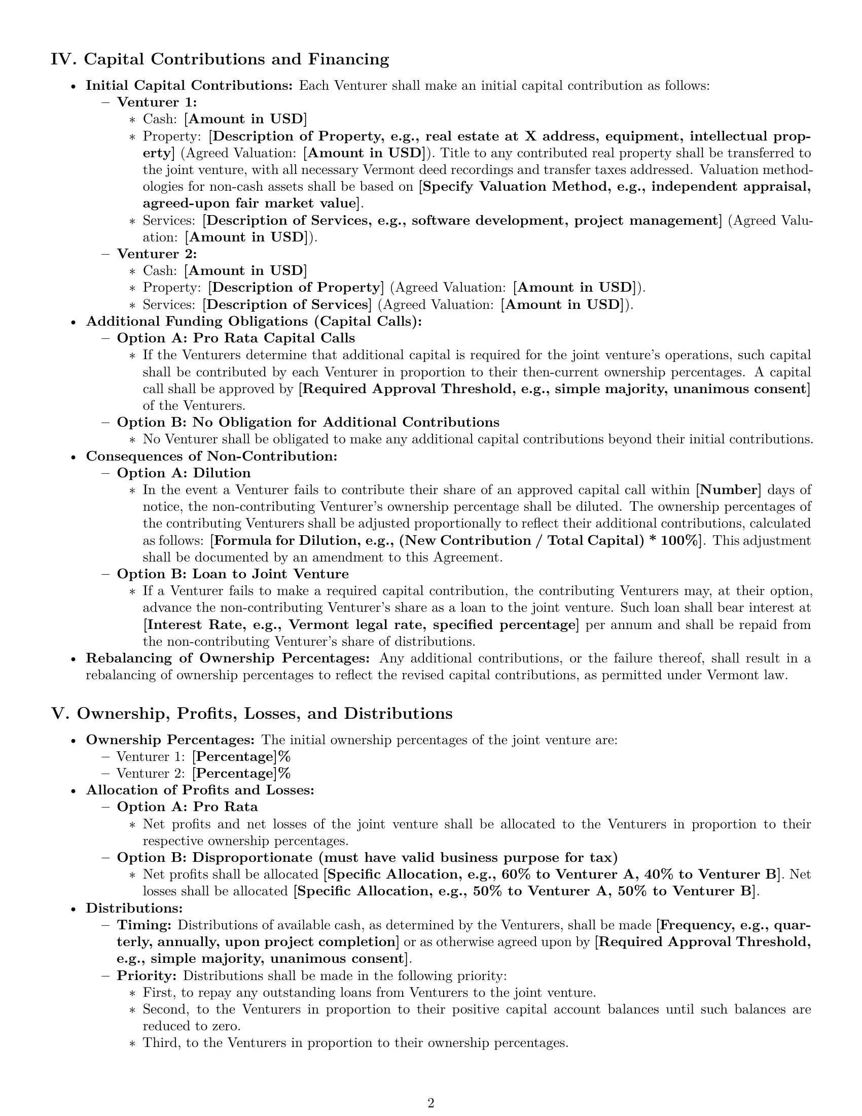 Preview page 2 of Pro Vermont joint venture agreement template