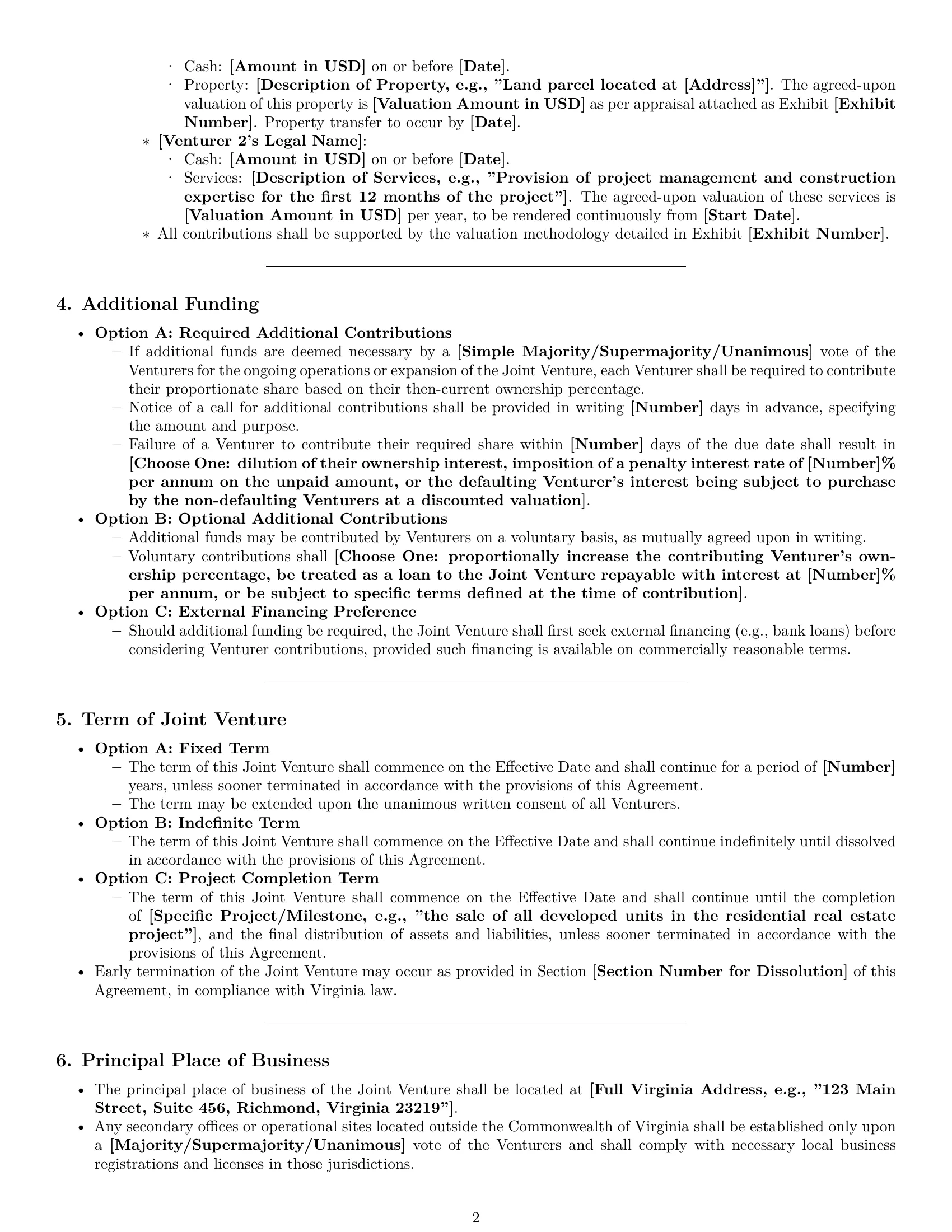 Preview page 2 of Pro Virginia joint venture agreement template