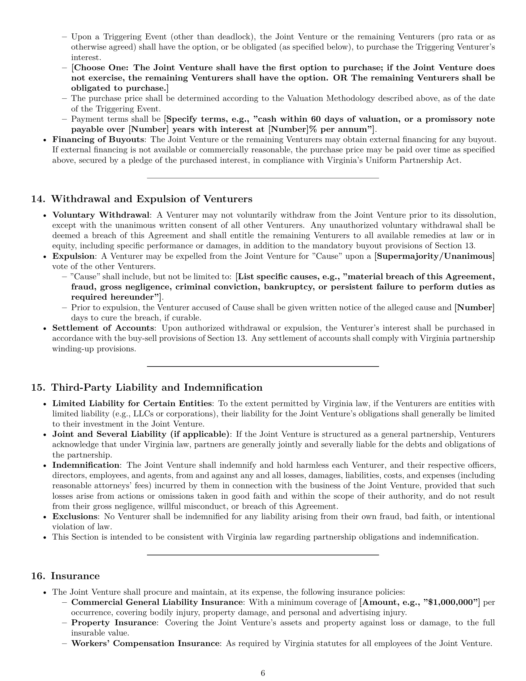 Preview page 6 of Pro Virginia joint venture agreement template