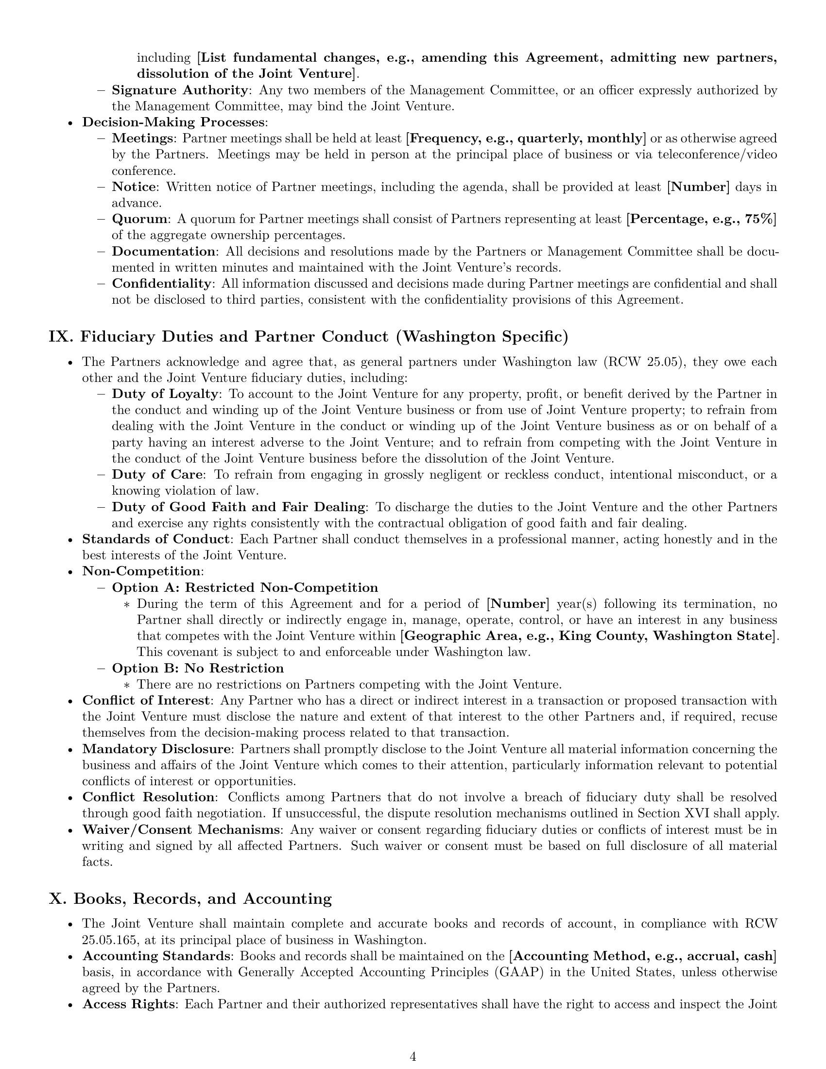 Preview page 4 of Pro Washington joint venture agreement template