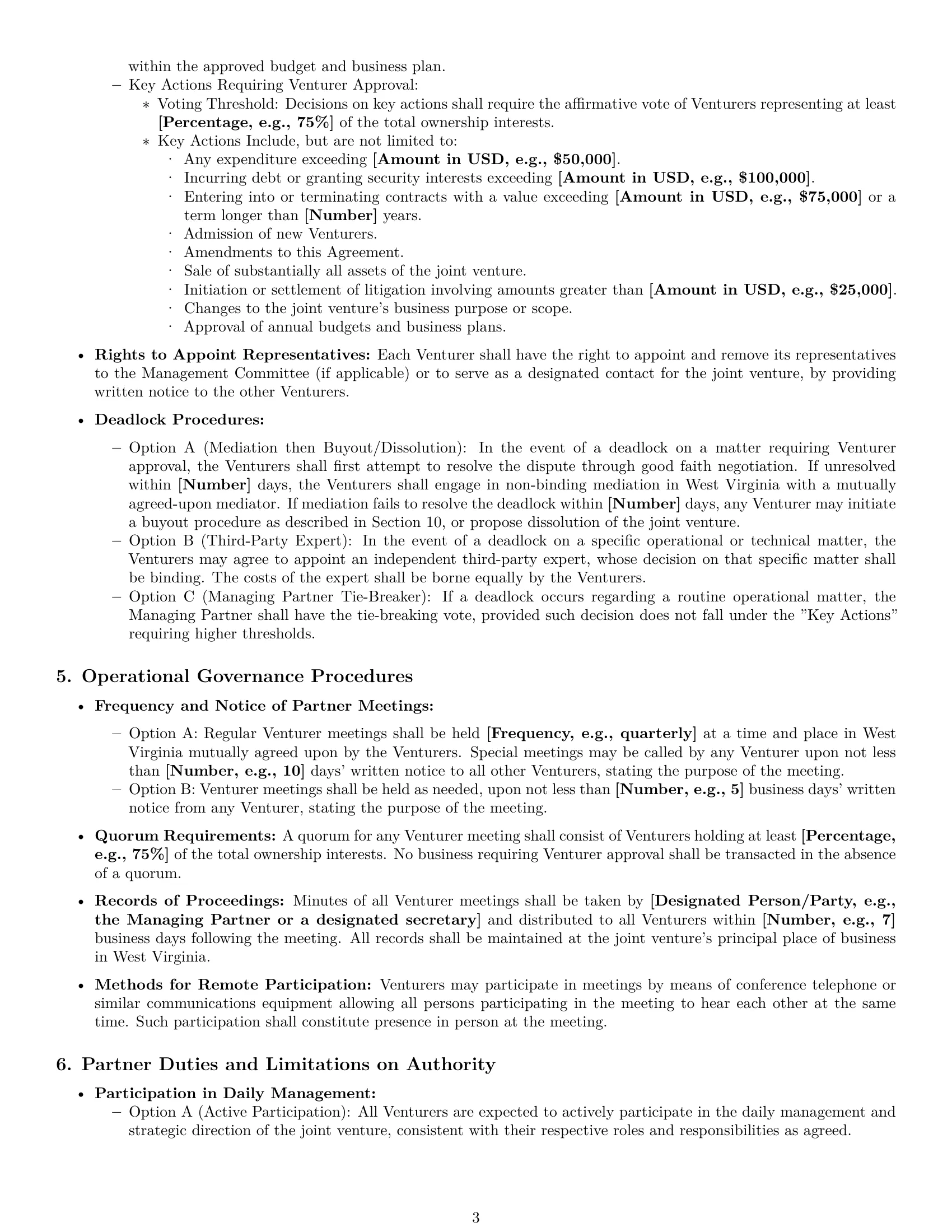 Preview page 3 of Pro West Virginia joint venture agreement template