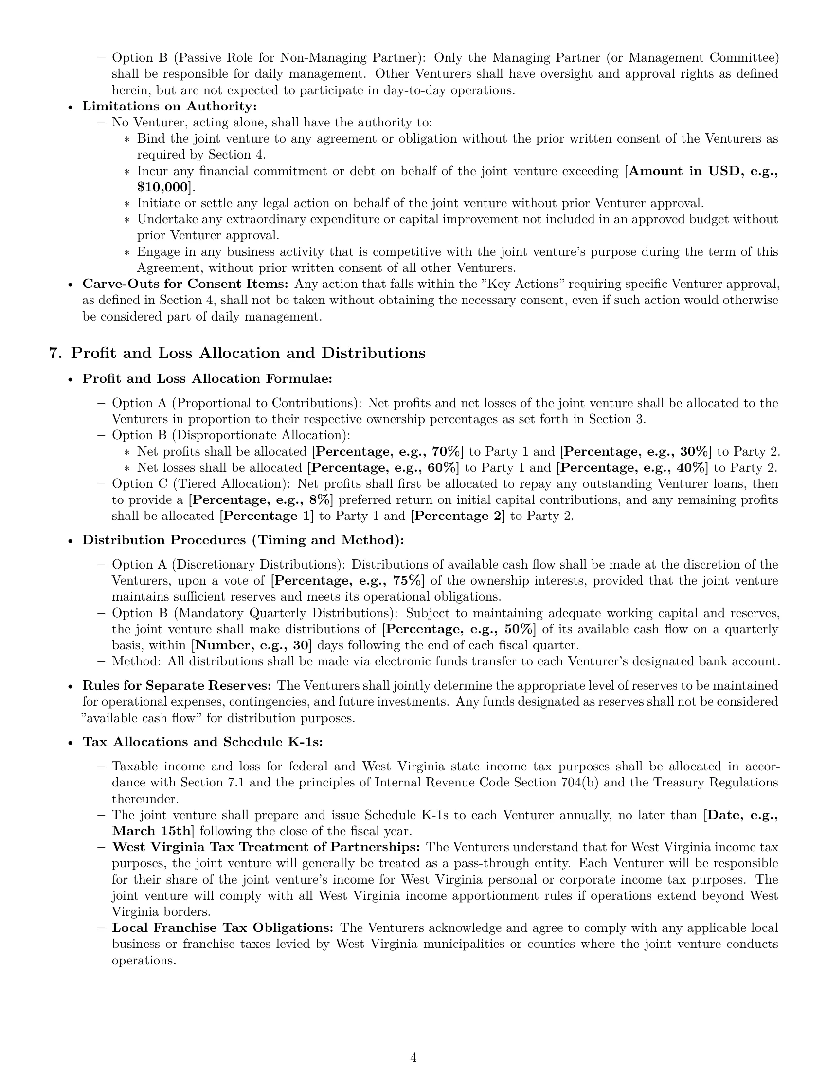 Preview page 4 of Pro West Virginia joint venture agreement template