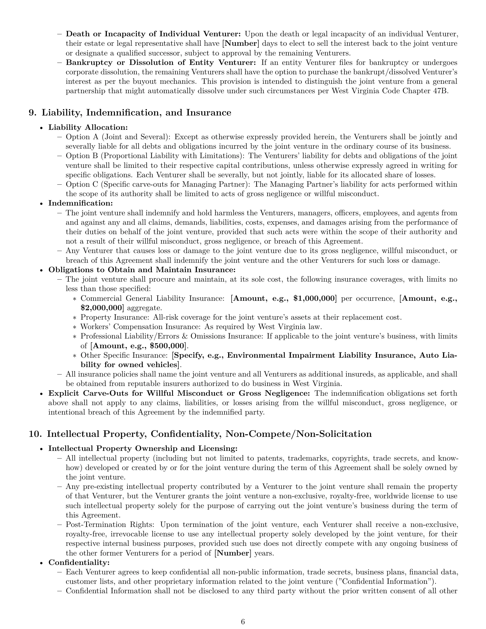 Preview page 6 of Pro West Virginia joint venture agreement template