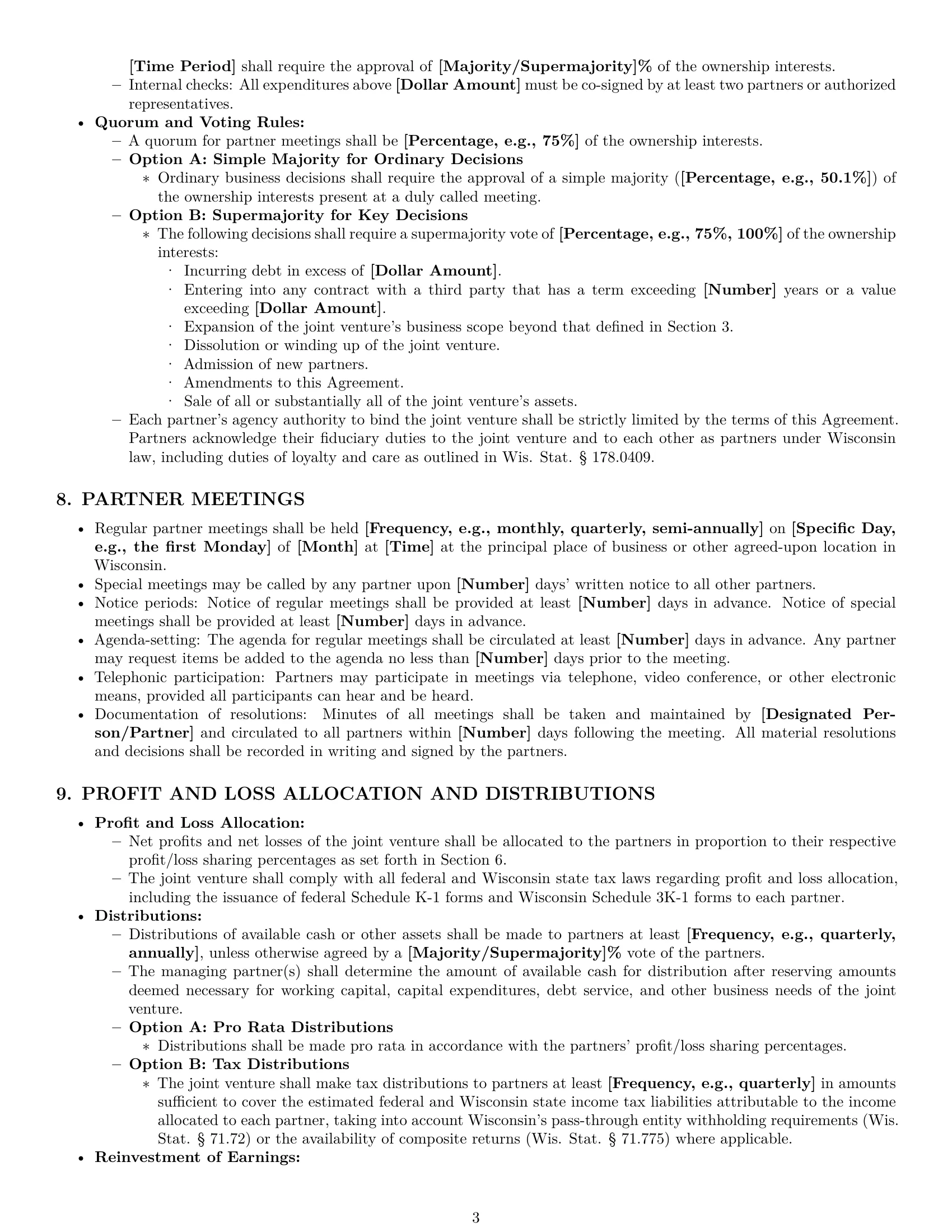 Preview page 3 of Pro Wisconsin joint venture agreement template