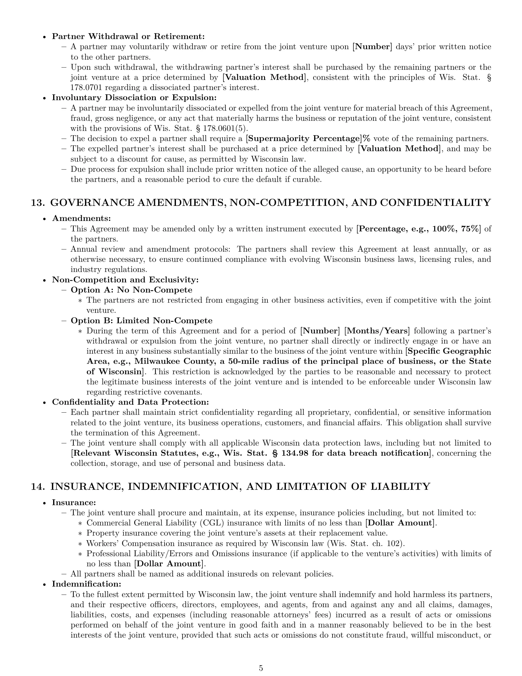 Preview page 5 of Pro Wisconsin joint venture agreement template