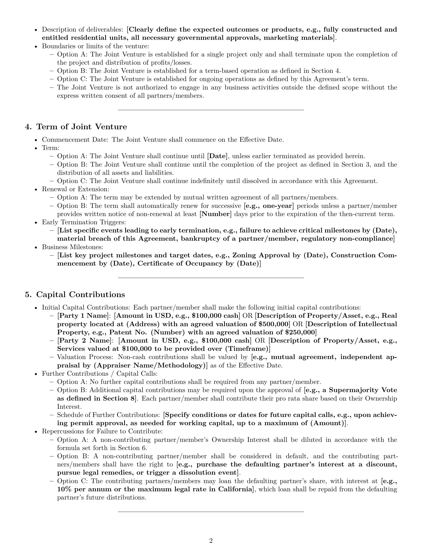 Preview page 2 of Pro California joint venture agreement template