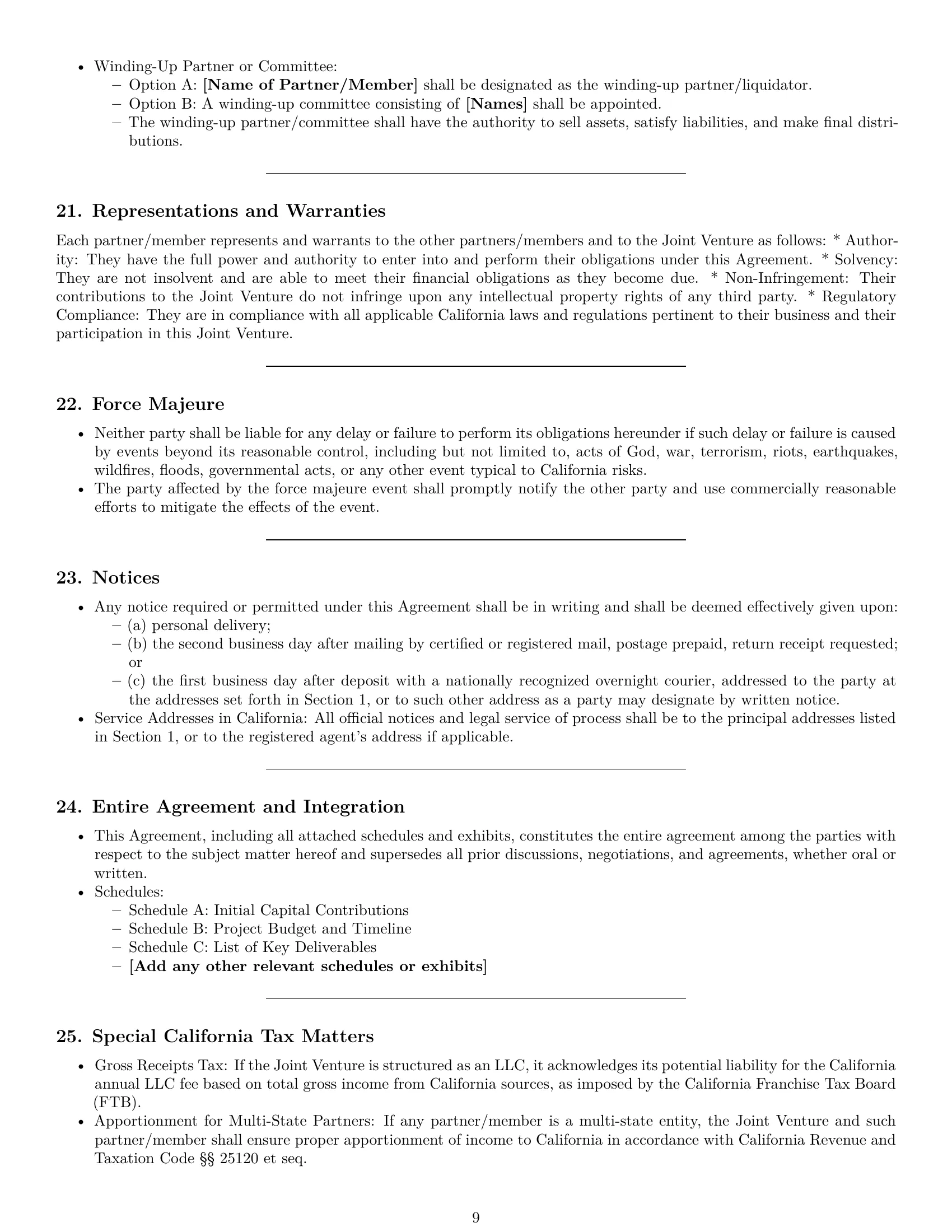 Preview page 9 of Pro California joint venture agreement template
