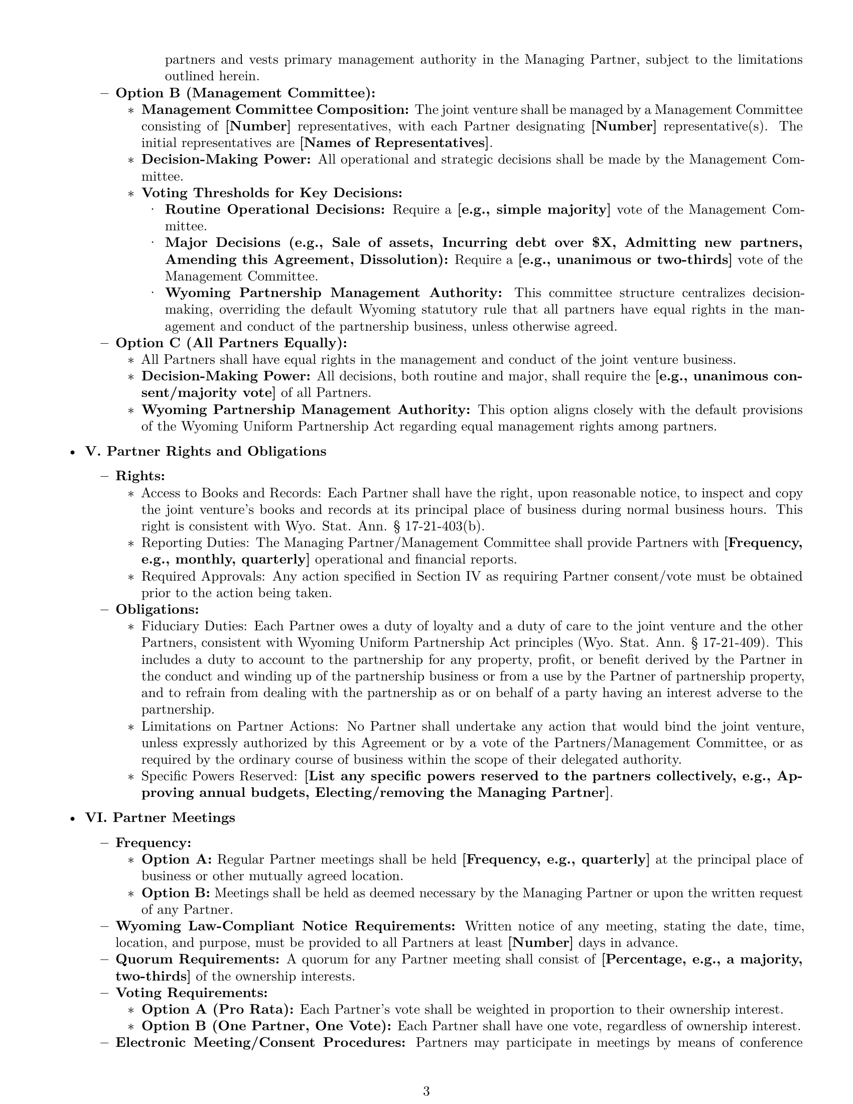 Preview page 3 of Pro Wyoming joint venture agreement template