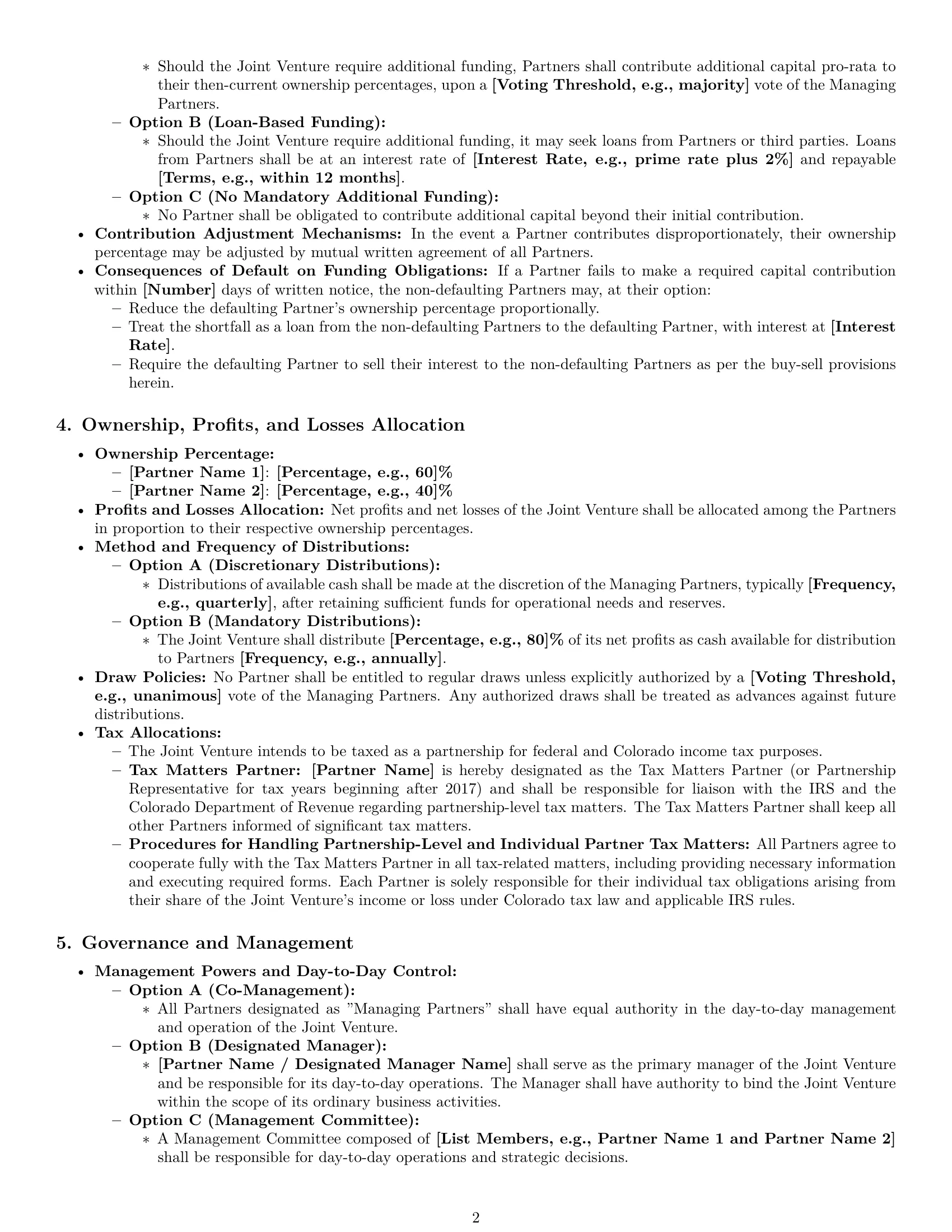 Preview page 2 of Pro Colorado joint venture agreement template