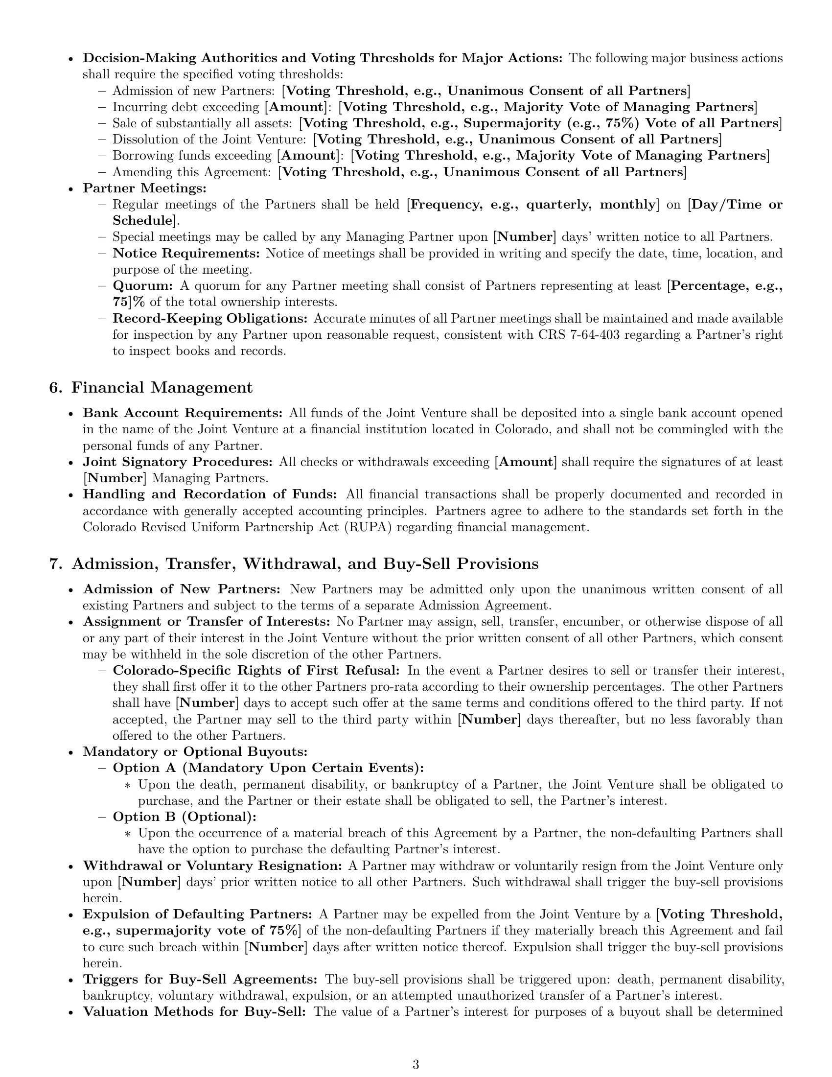 Preview page 3 of Pro Colorado joint venture agreement template